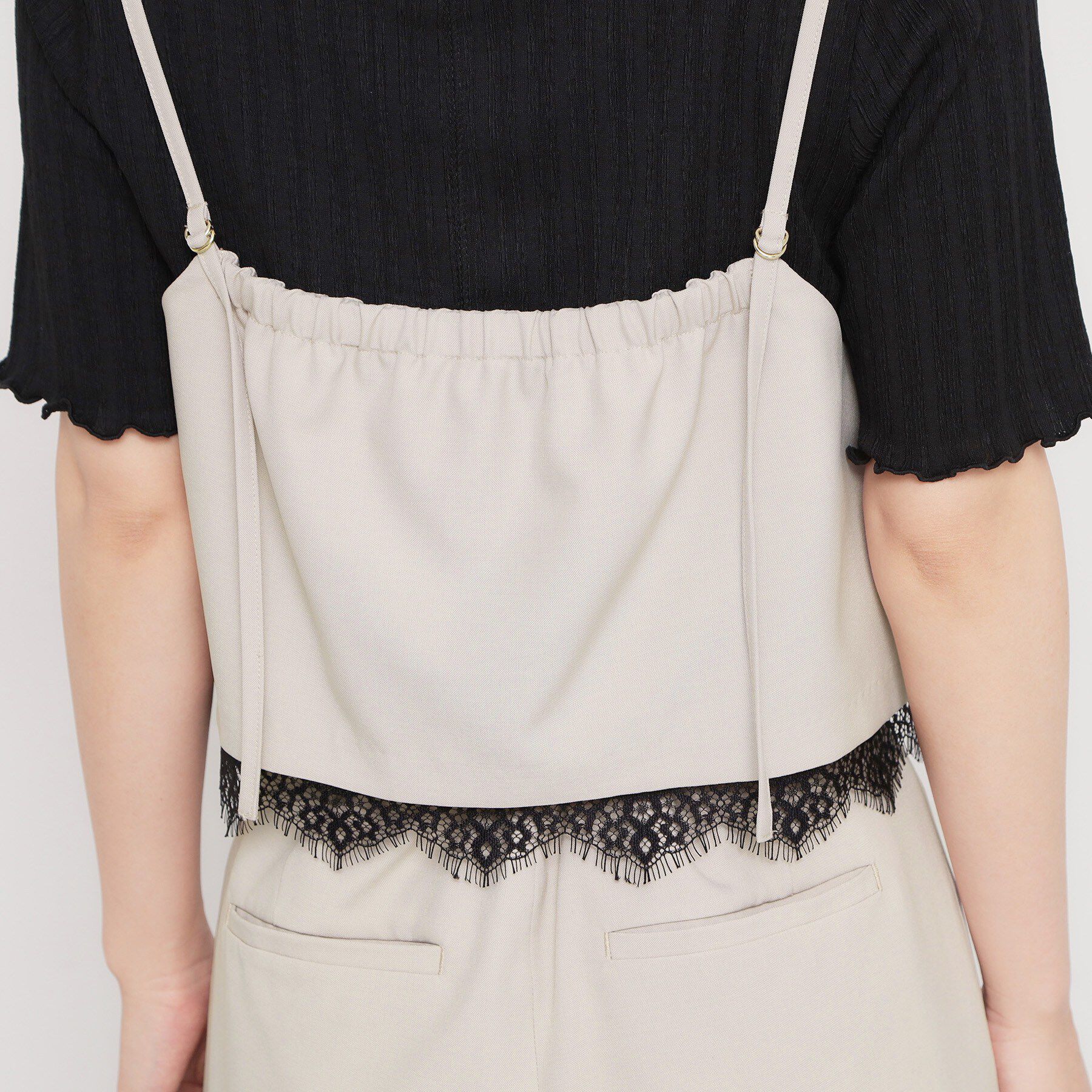 THE SHOP TK「麻調レース切り替えキャミ」|キャミソール|