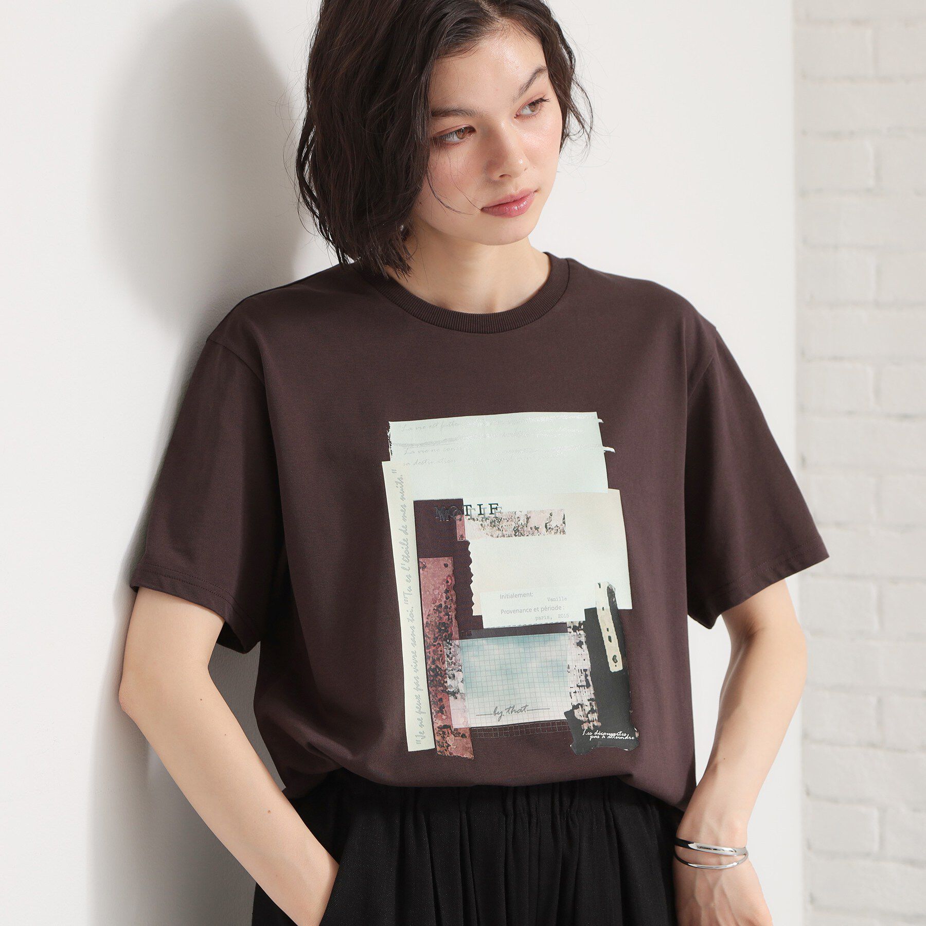 THE SHOP TK「【ひんやり／吸水速乾／UV】ロゴアソートクルーネックTシャツ」|Tシャツ・カットソー|ブラウン(144)