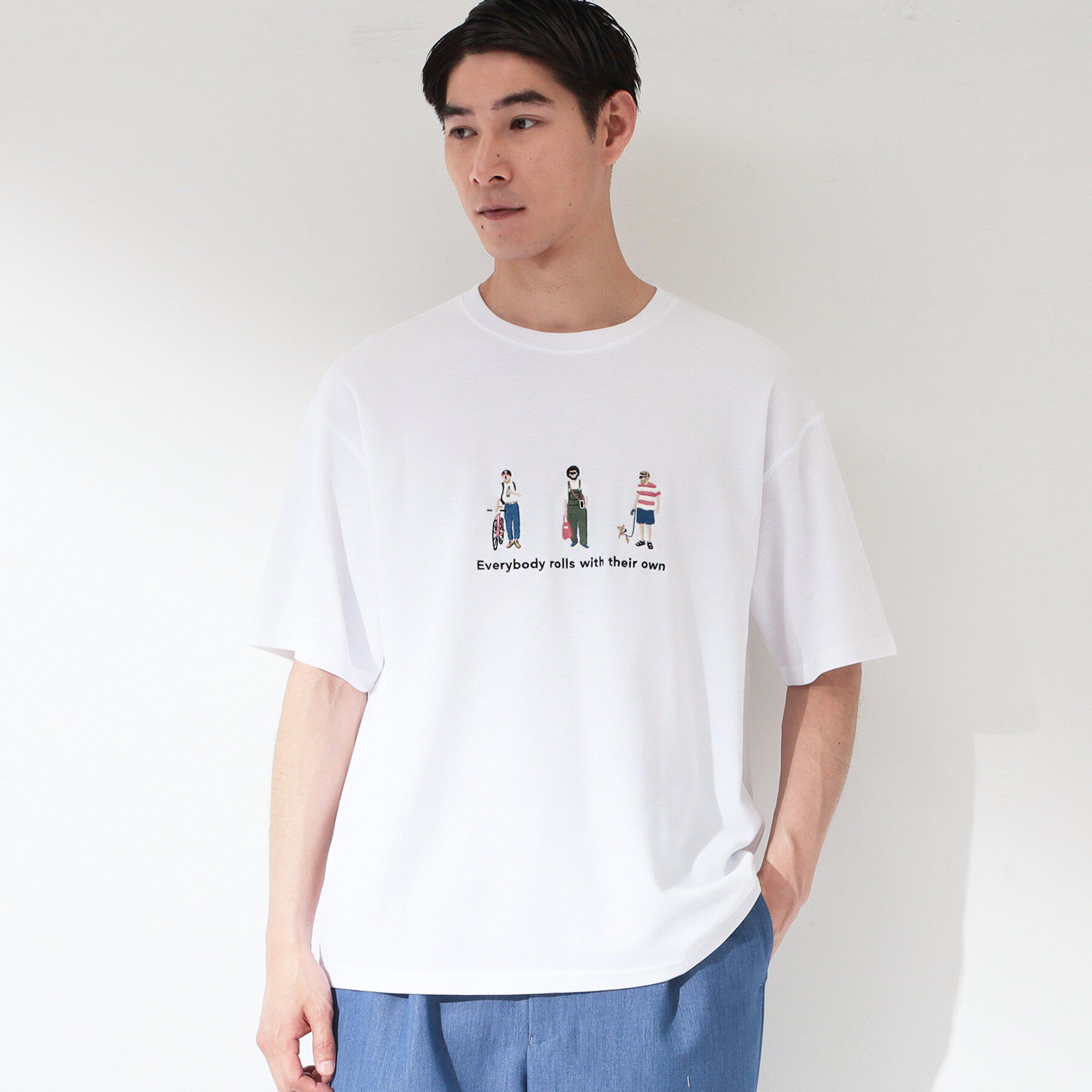 THE SHOP TK「刺繍&times;ロゴ 鹿の子 半袖Tシャツ 【洗濯機OK】」|Tシャツ・カットソー|