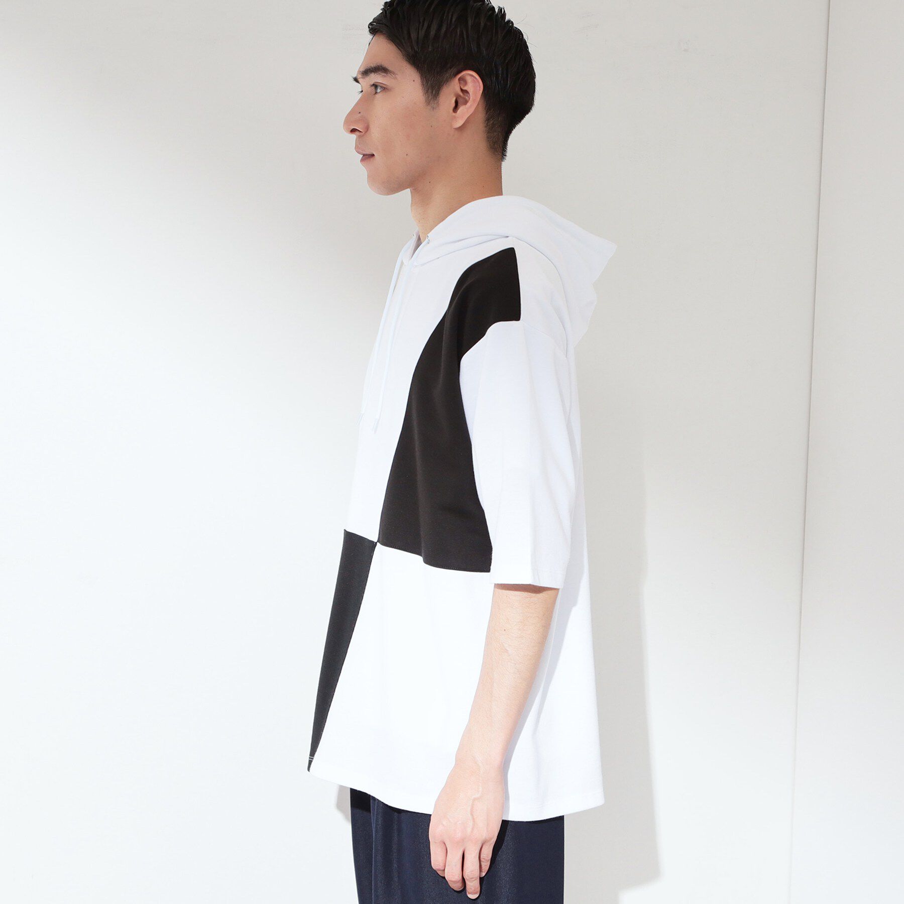 THE SHOP TK「ブロッキング半袖パーカ 【洗濯機OK】」|パーカー|