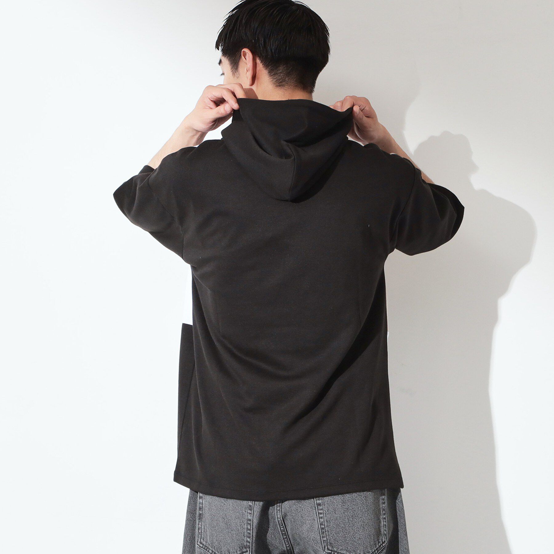 THE SHOP TK「ブロッキング半袖パーカ 【洗濯機OK】」|パーカー|