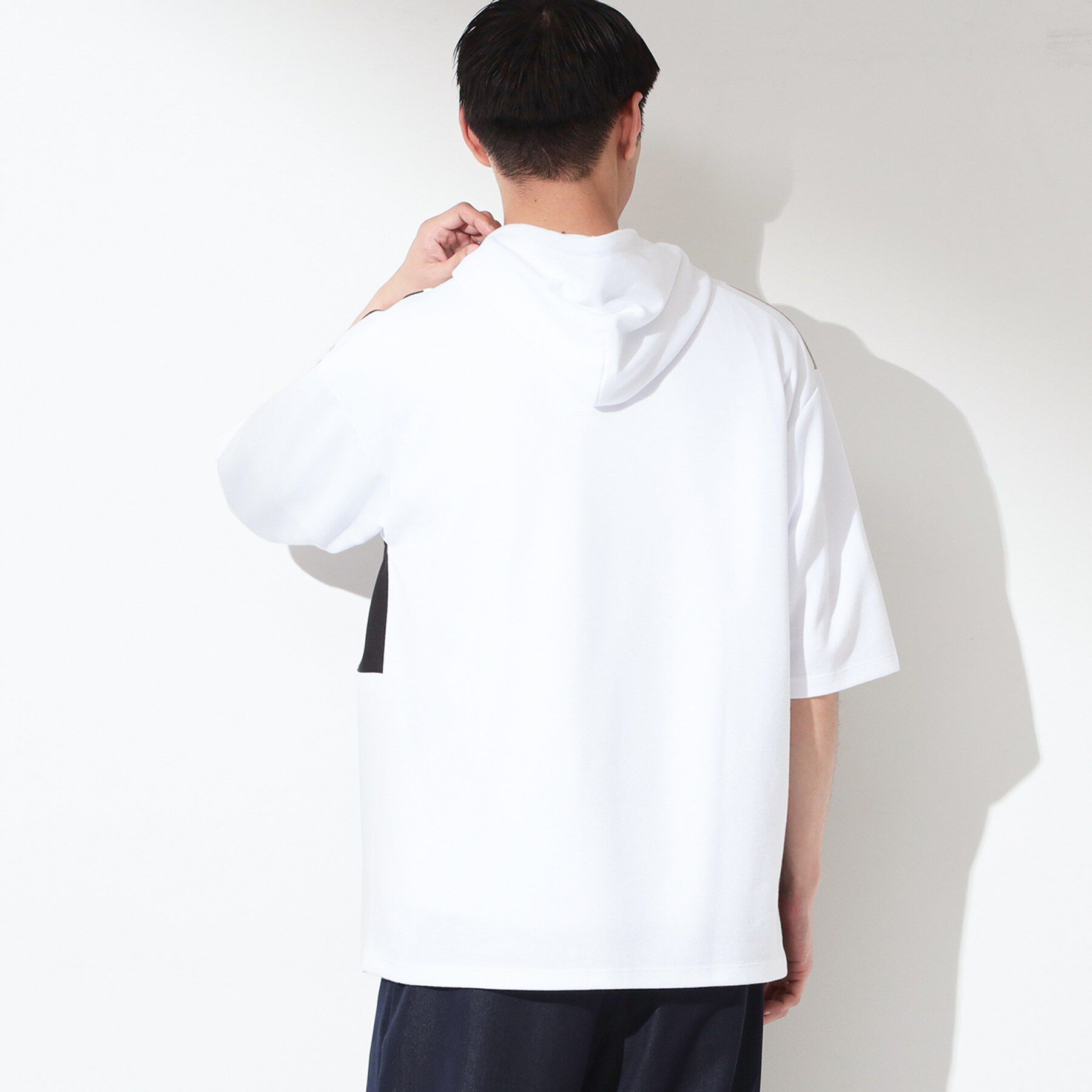 THE SHOP TK「ブロッキング半袖パーカ 【洗濯機OK】」|パーカー|