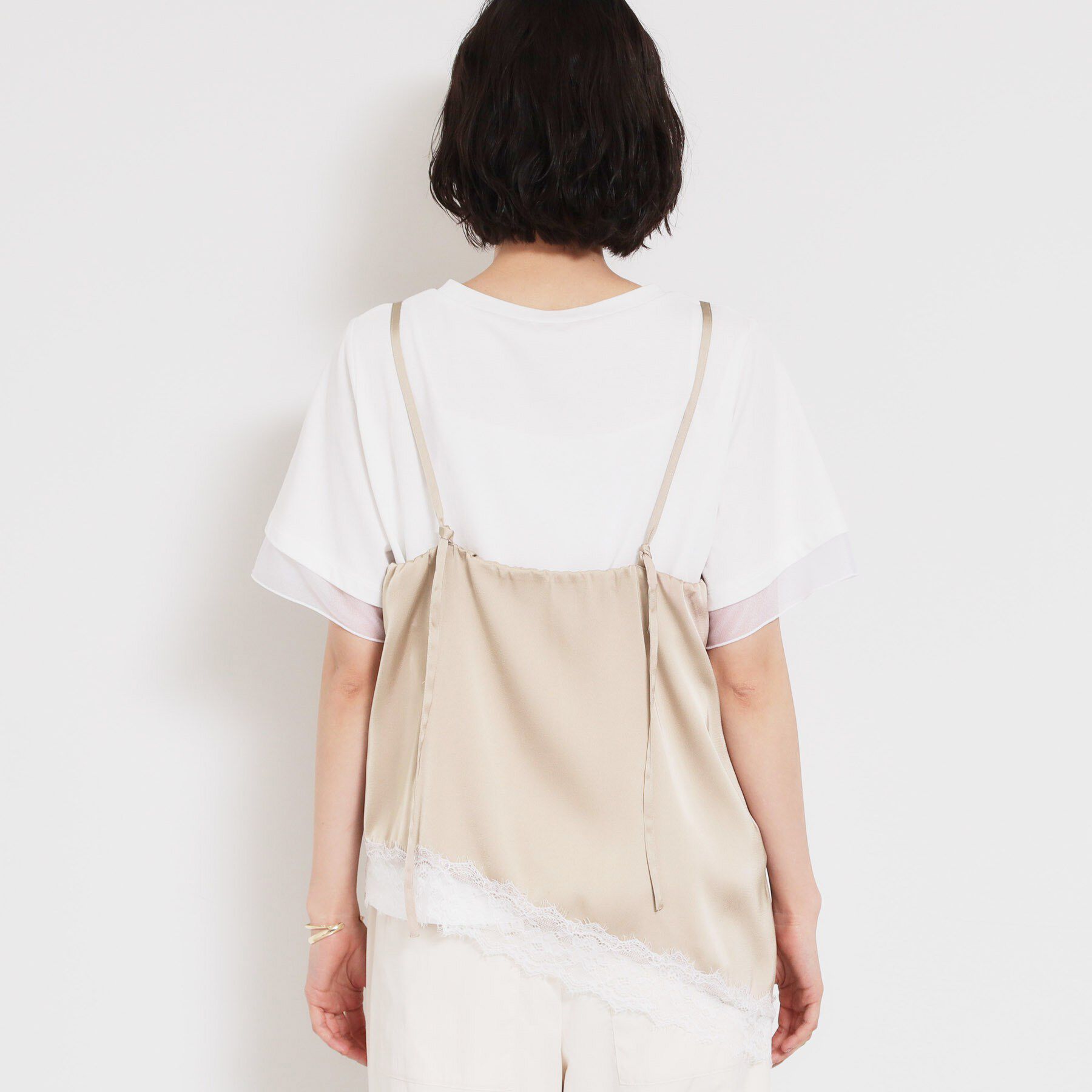 THE SHOP TK「アシンメトリーサテンレースキャミ」|キャミソール|