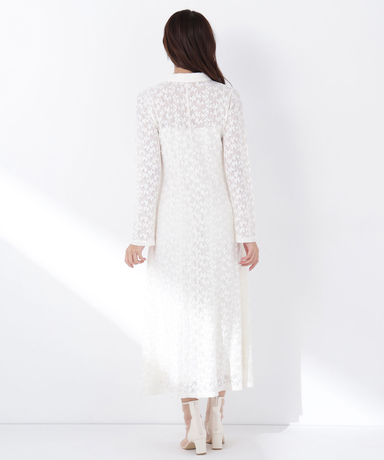  「レーススキッパーシャツワンピース」|ワンピース|