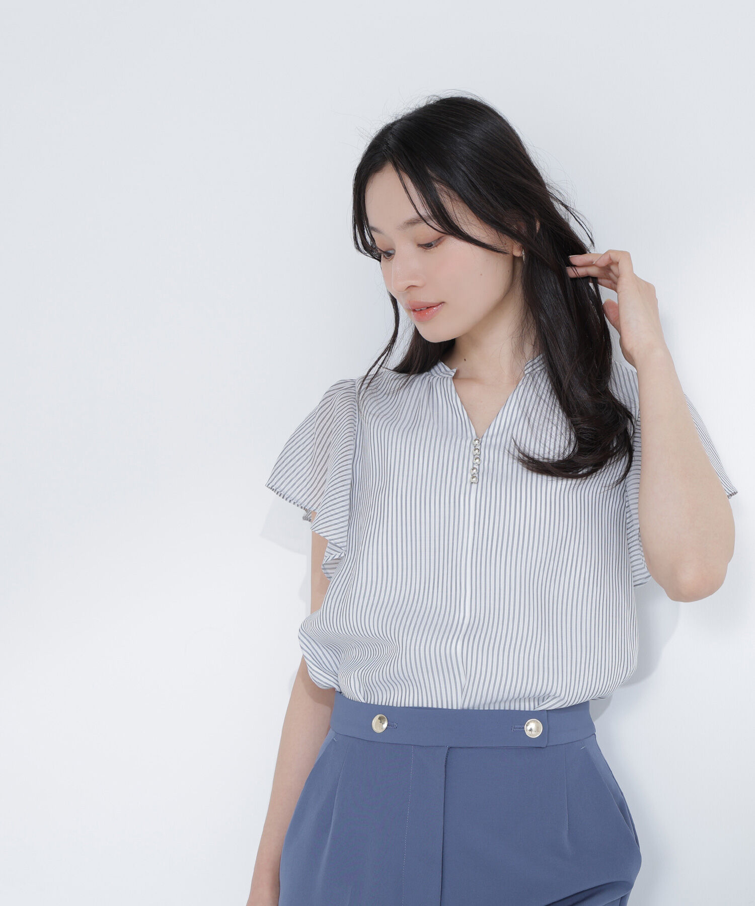  「シアーストライプブラウス」|シャツ・ブラウス|