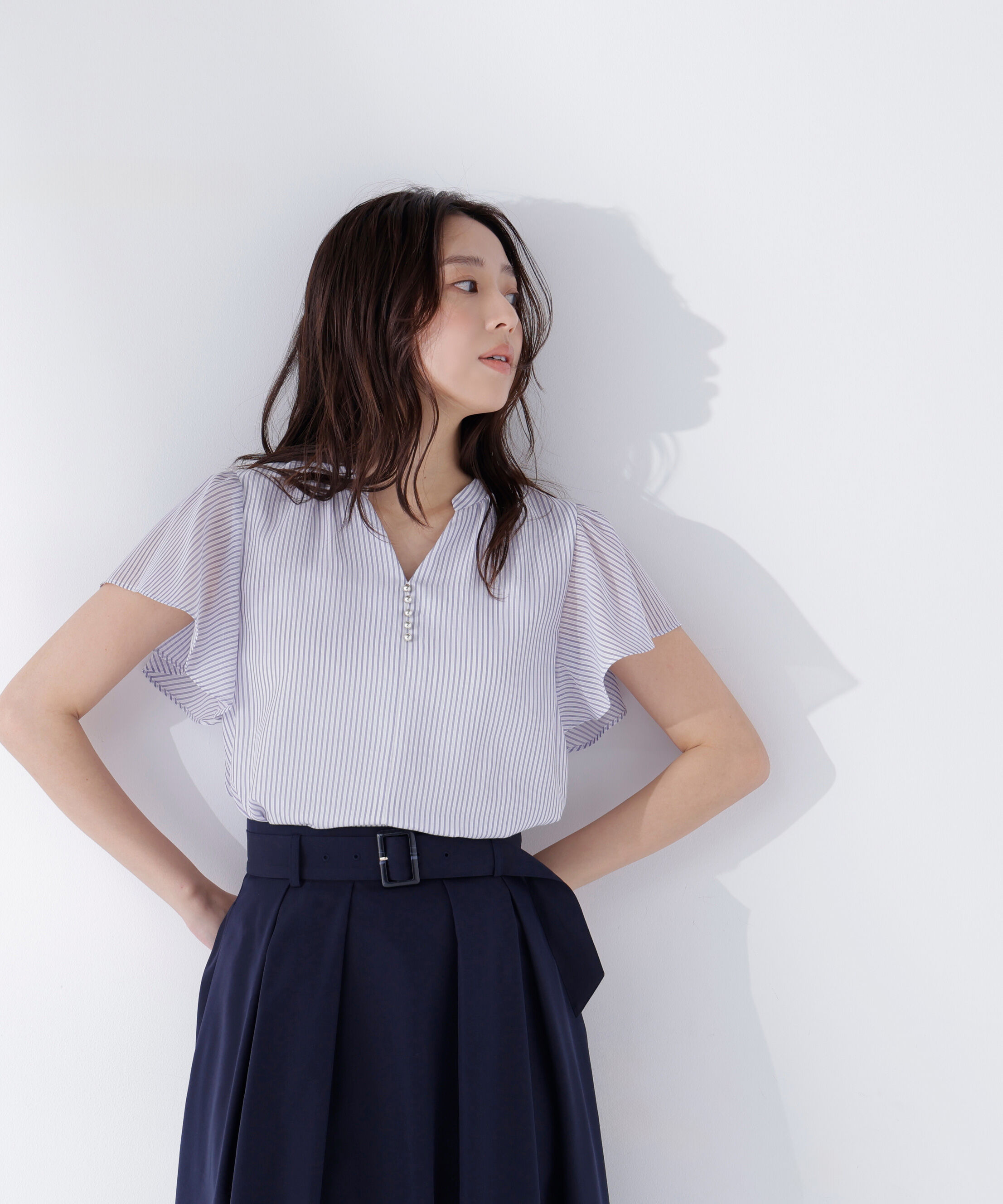  「シアーストライプブラウス」|シャツ・ブラウス|