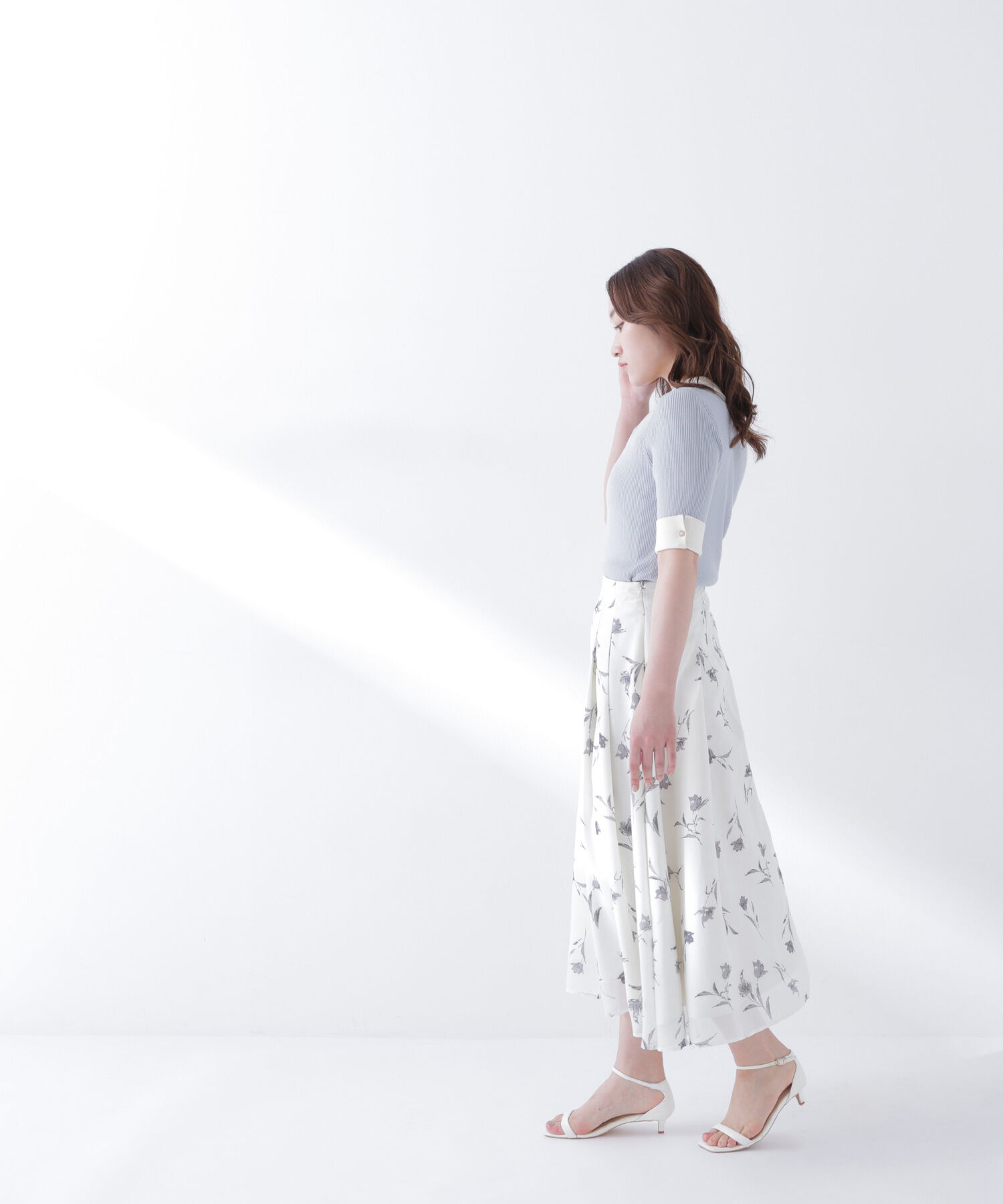  「襟付きリブベーシックニット半袖」|ニット・セーター|