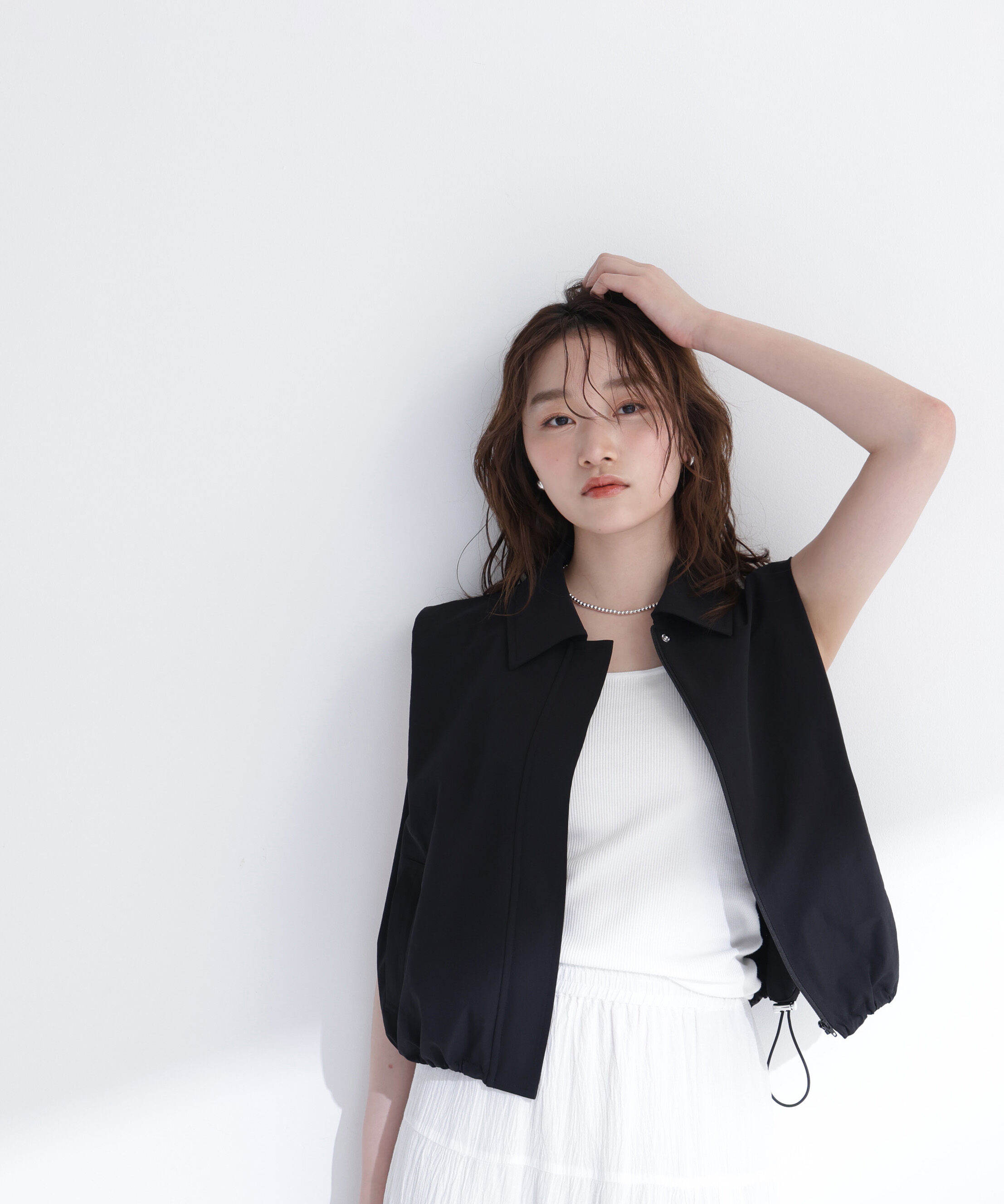  「ステンカラードロストジレ」|ブルゾン・スタジャン|ブラック