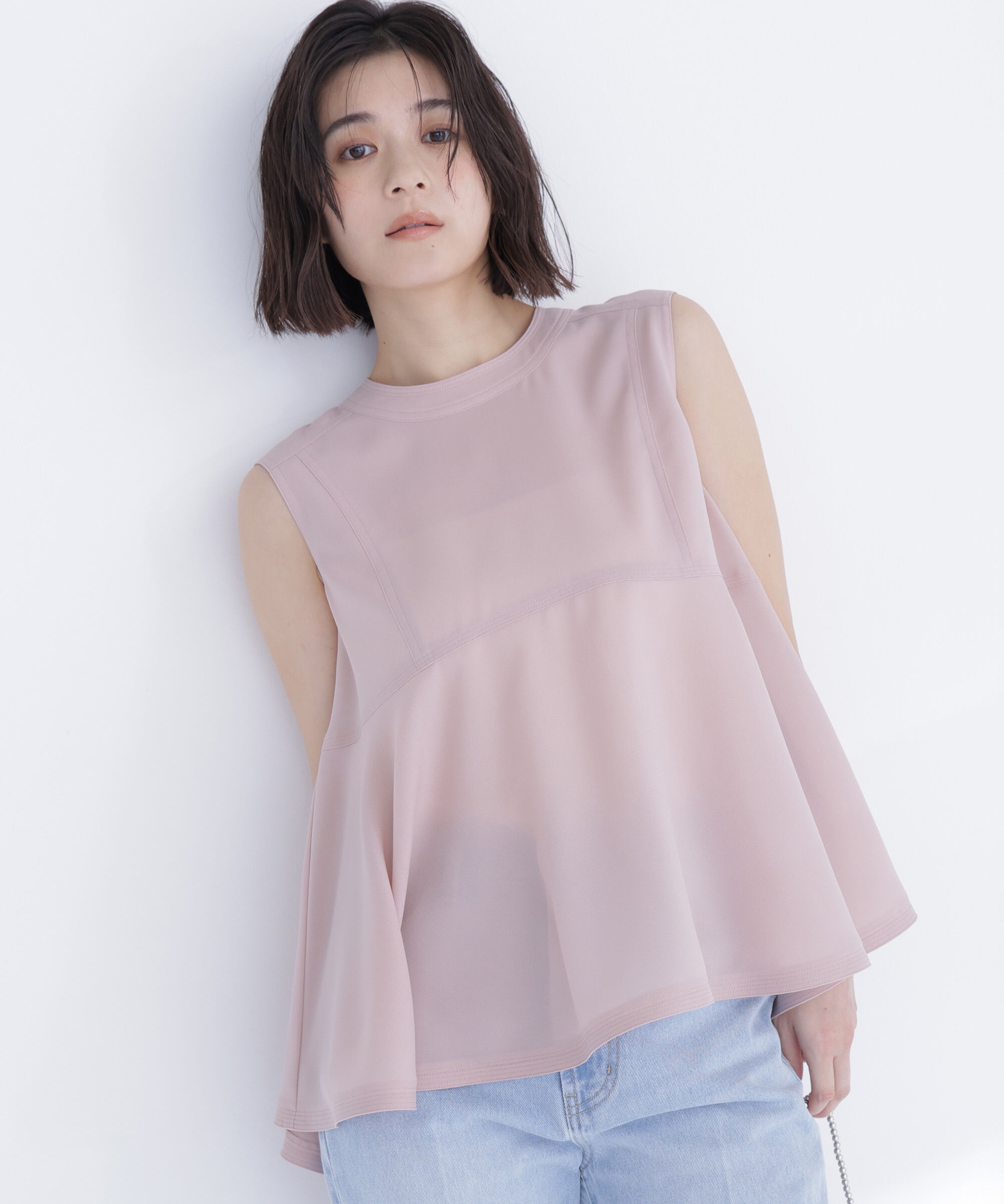  「ジョーゼットペプラムブラウス」|シャツ・ブラウス|ベージュ