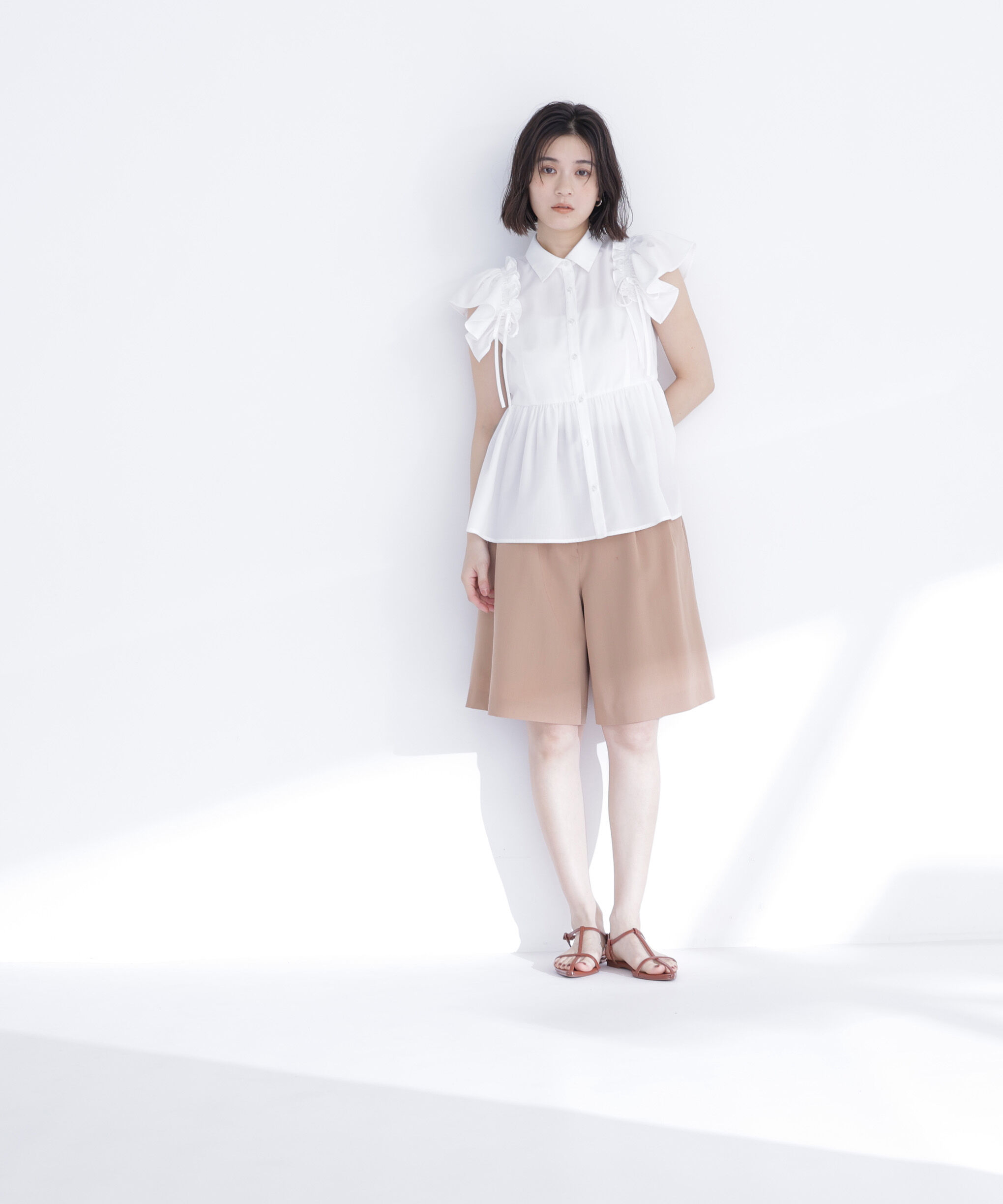  「サイドリボンペプラムシャツ」|シャツ・ブラウス|
