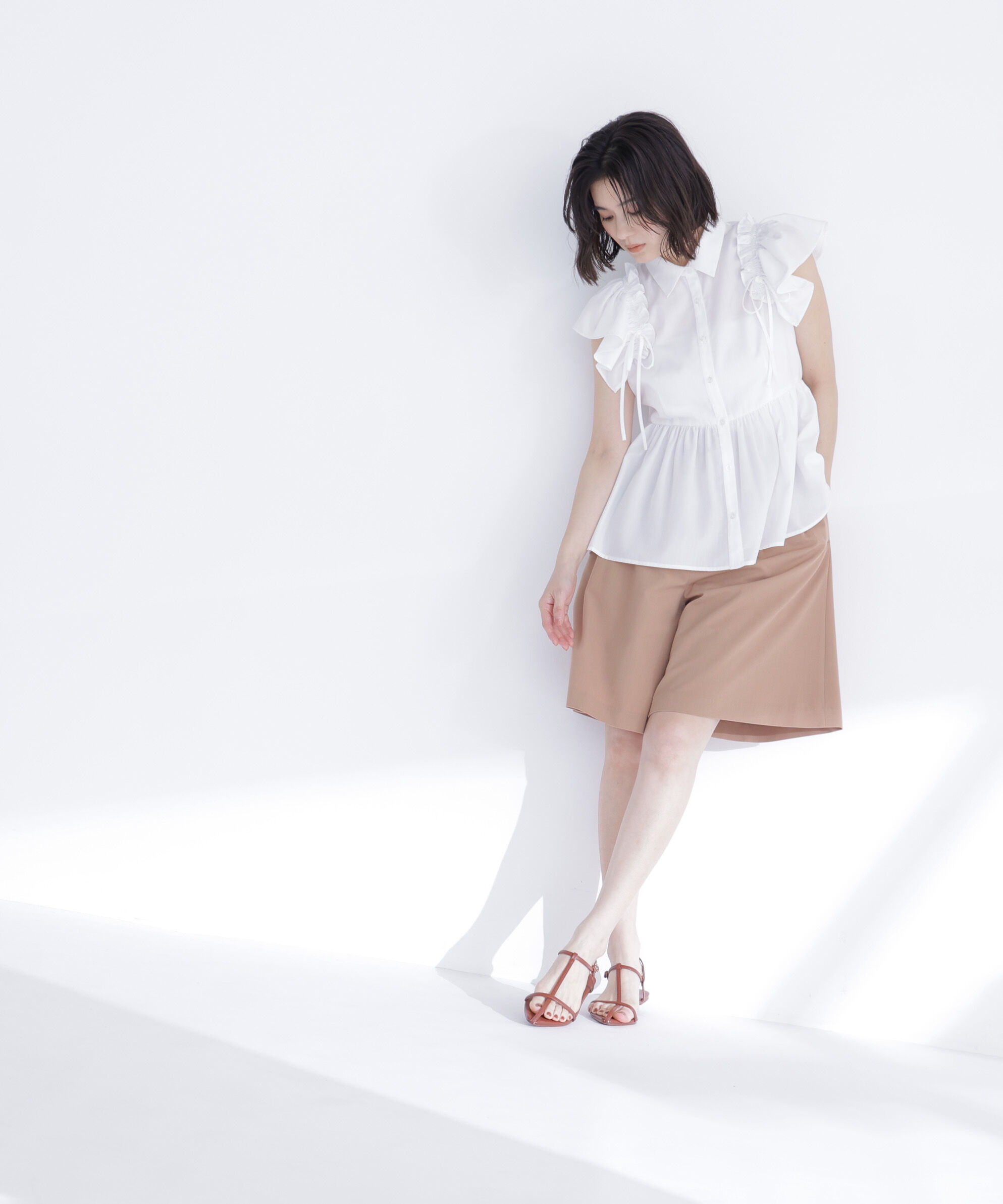  「サイドリボンペプラムシャツ」|シャツ・ブラウス|