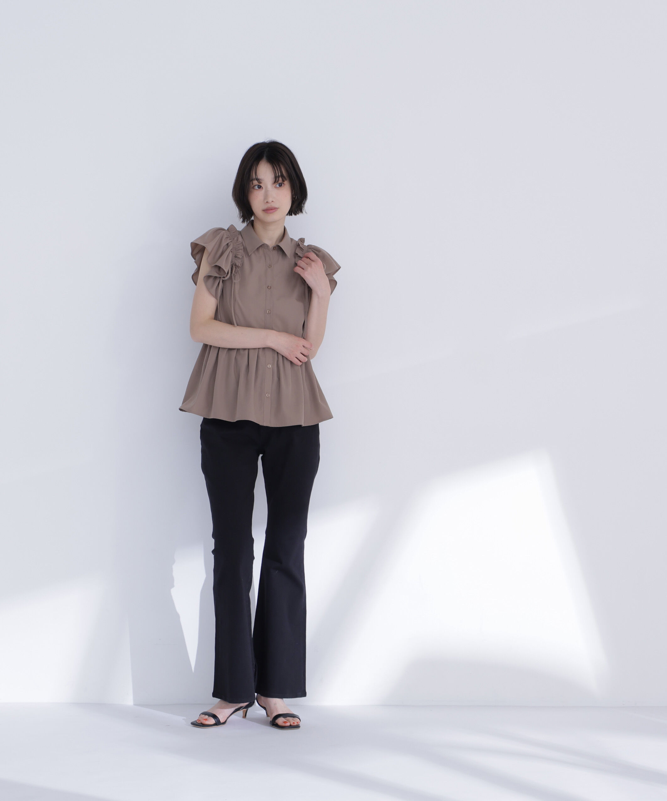  「サイドリボンペプラムシャツ」|シャツ・ブラウス|