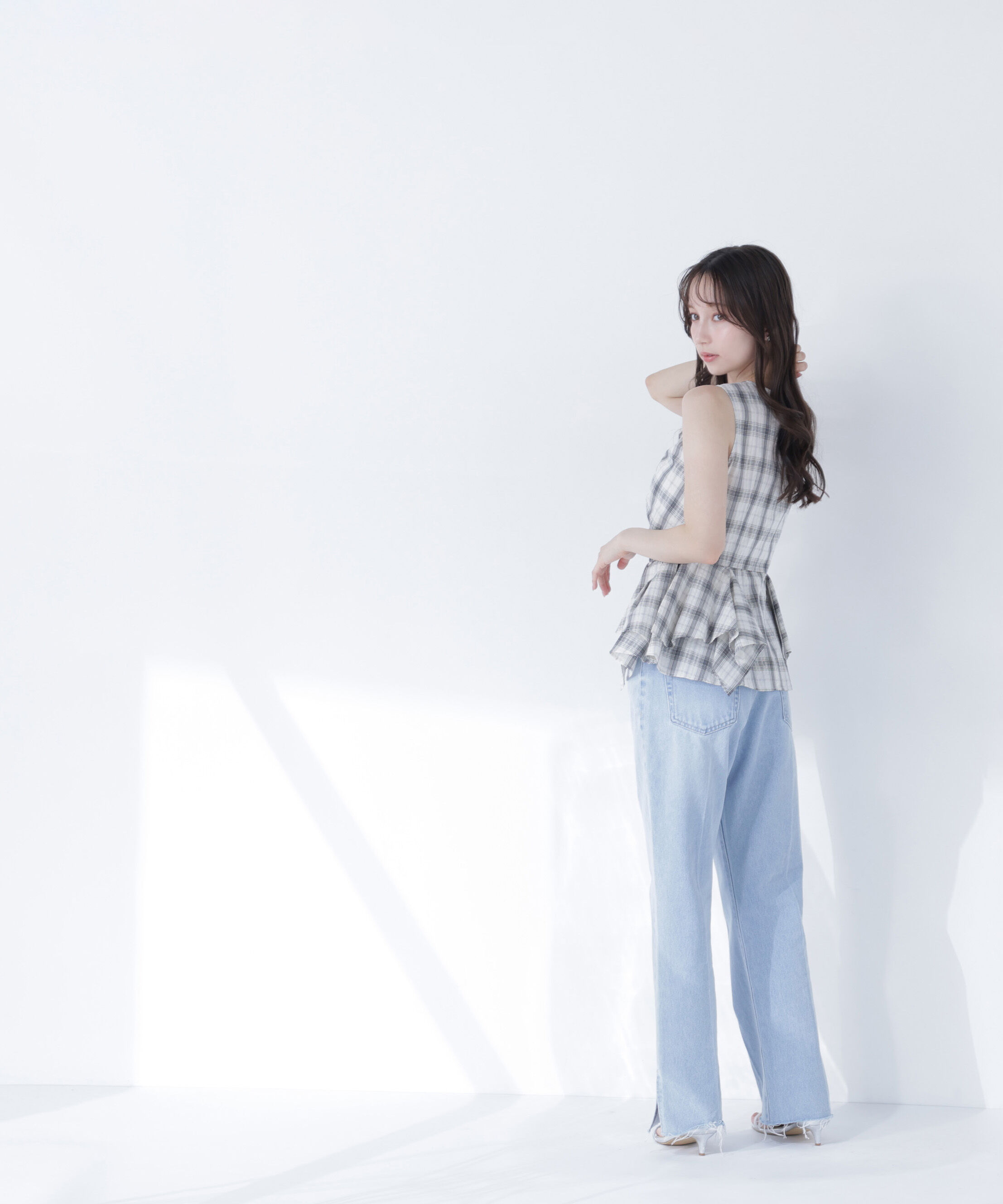  「チェックペプラムブラウス」|シャツ・ブラウス|