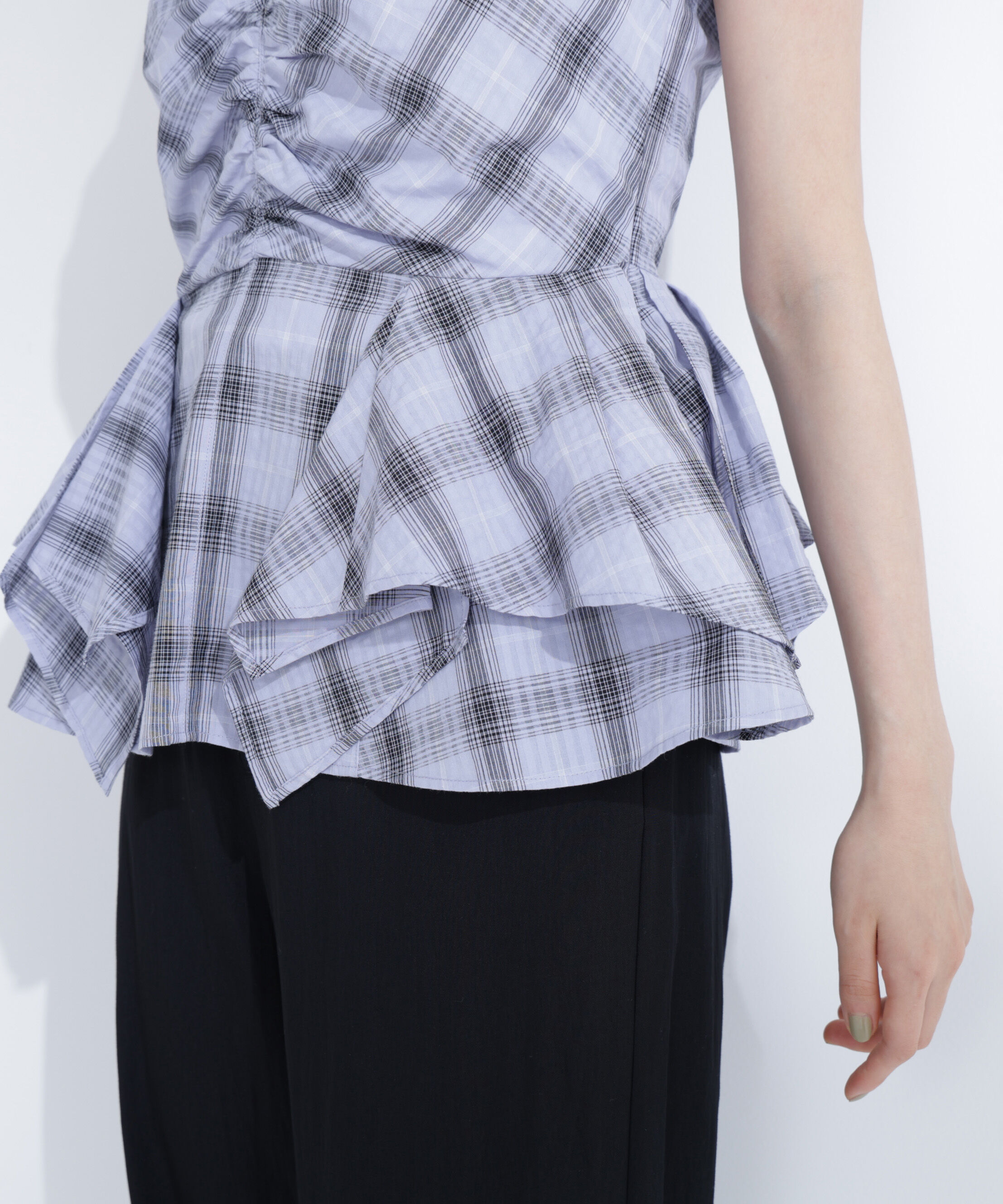  「チェックペプラムブラウス」|シャツ・ブラウス|