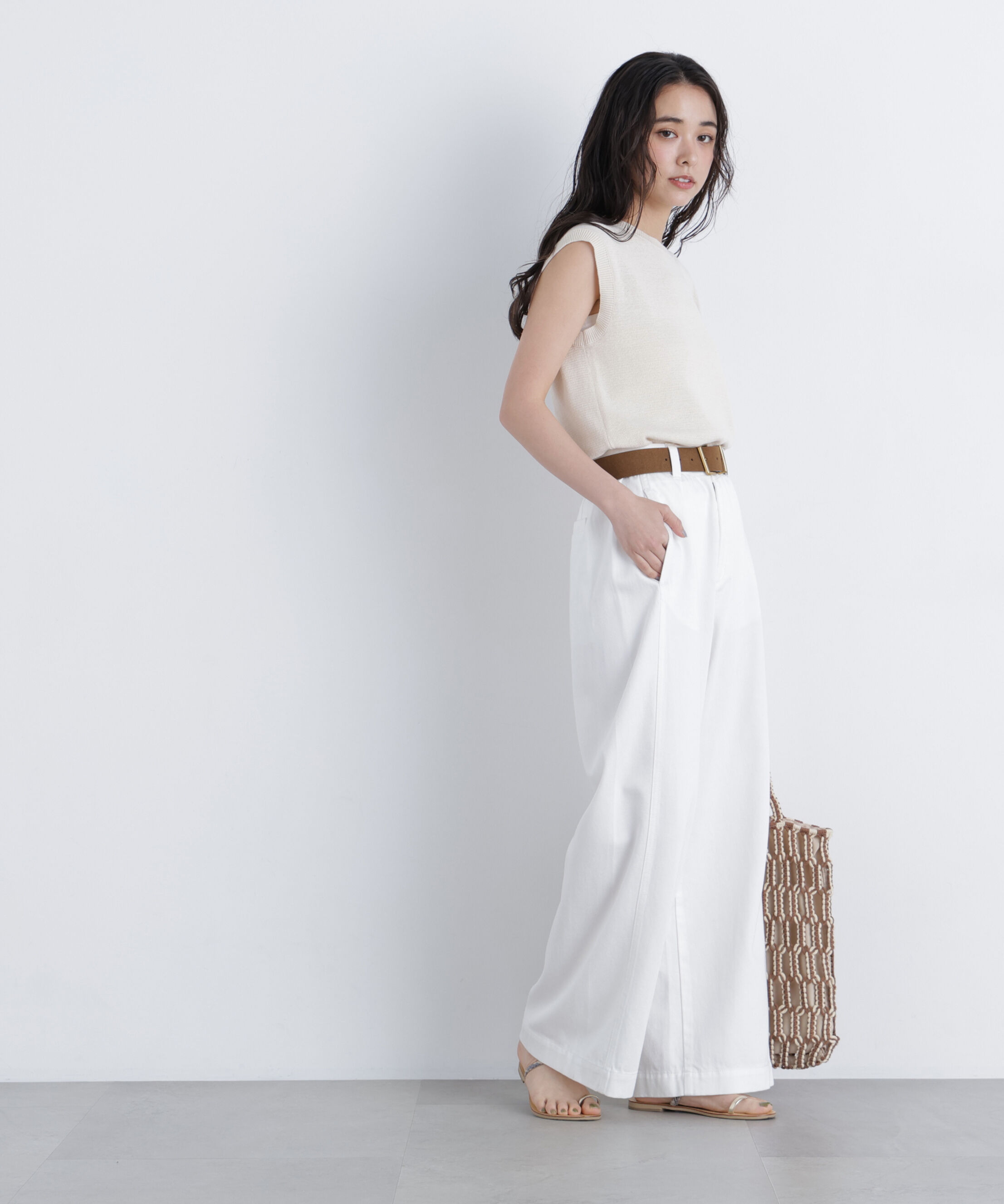  「コットンブレンドワイドパンツ」|その他|