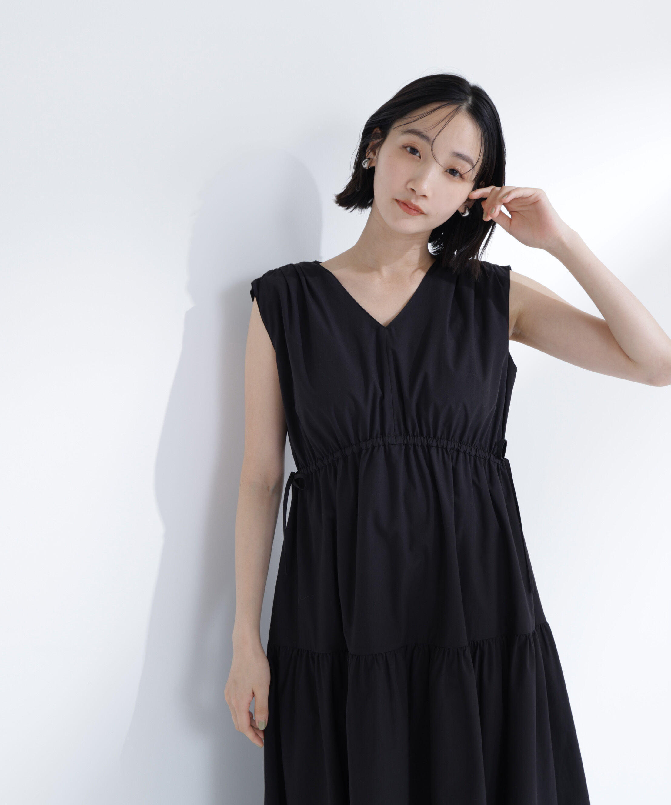  「サイドリボンタフタワンピース」|ワンピース|