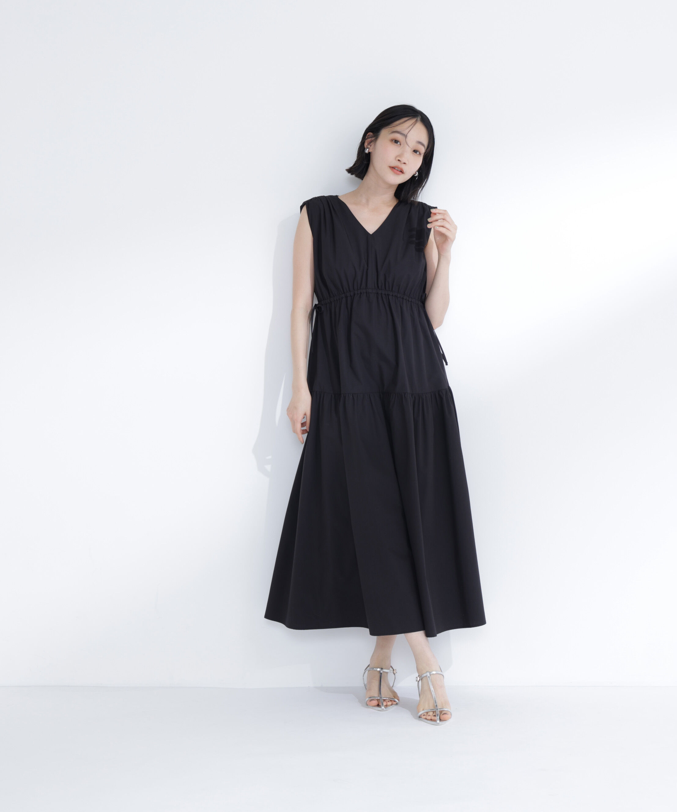  「サイドリボンタフタワンピース」|ワンピース|