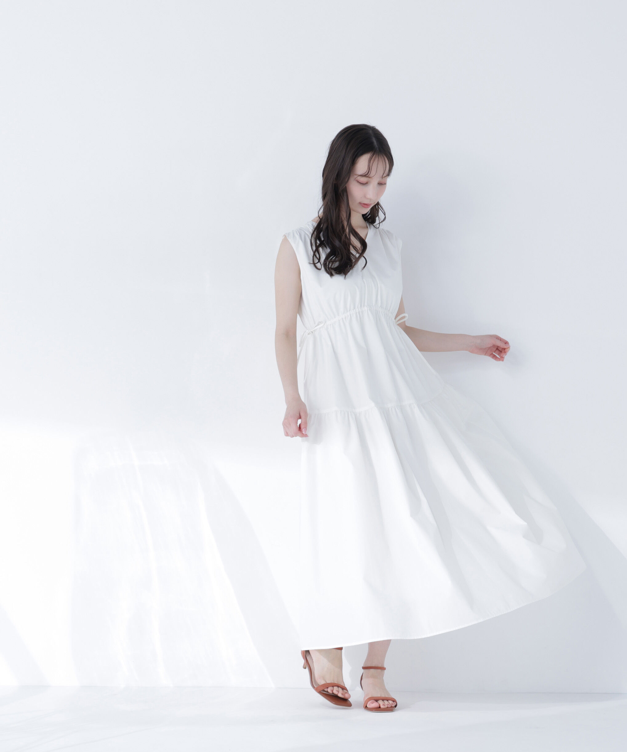  「サイドリボンタフタワンピース」|ワンピース|