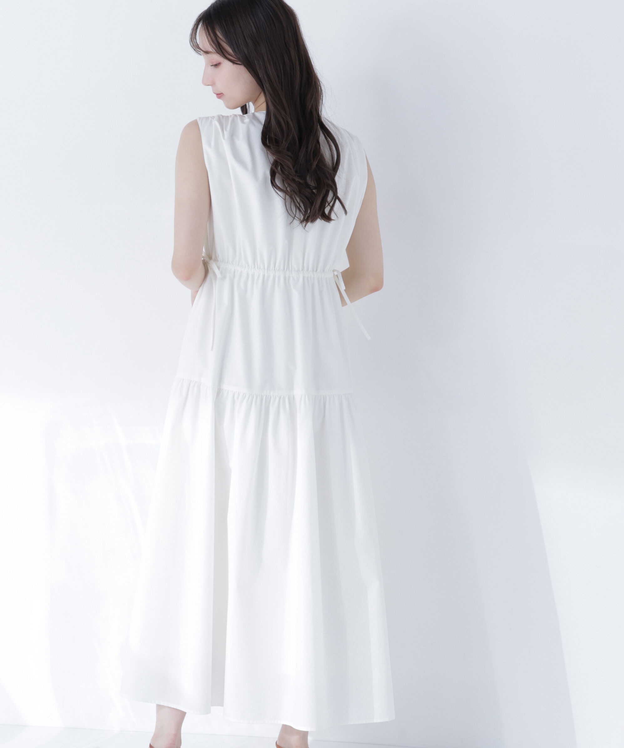  「サイドリボンタフタワンピース」|ワンピース|