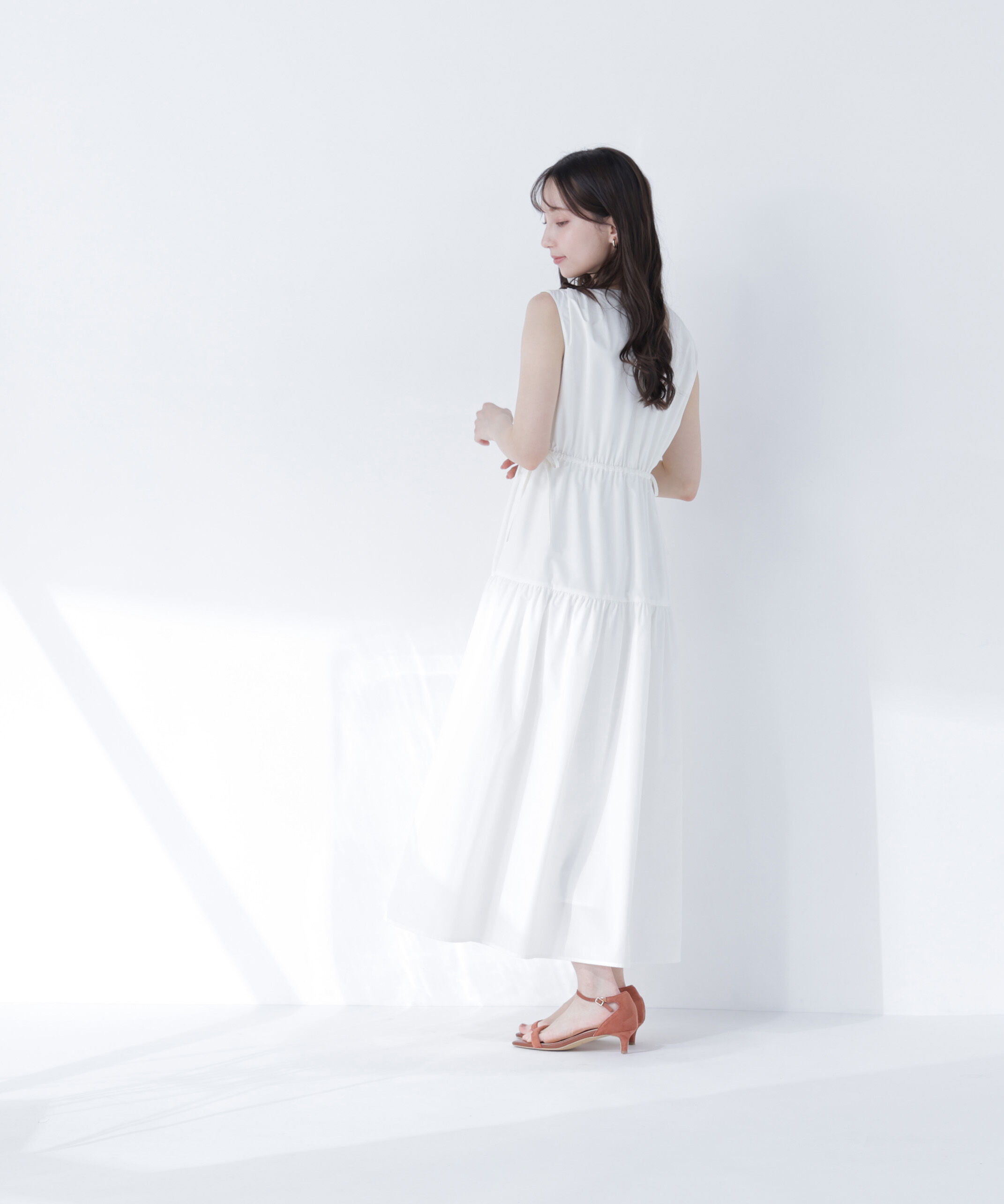  「サイドリボンタフタワンピース」|ワンピース|