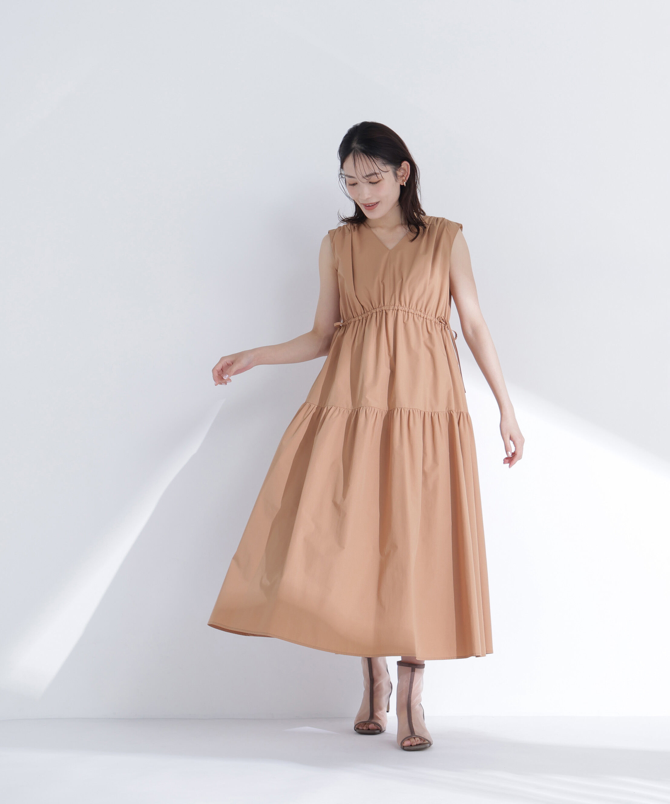  「サイドリボンタフタワンピース」|ワンピース|