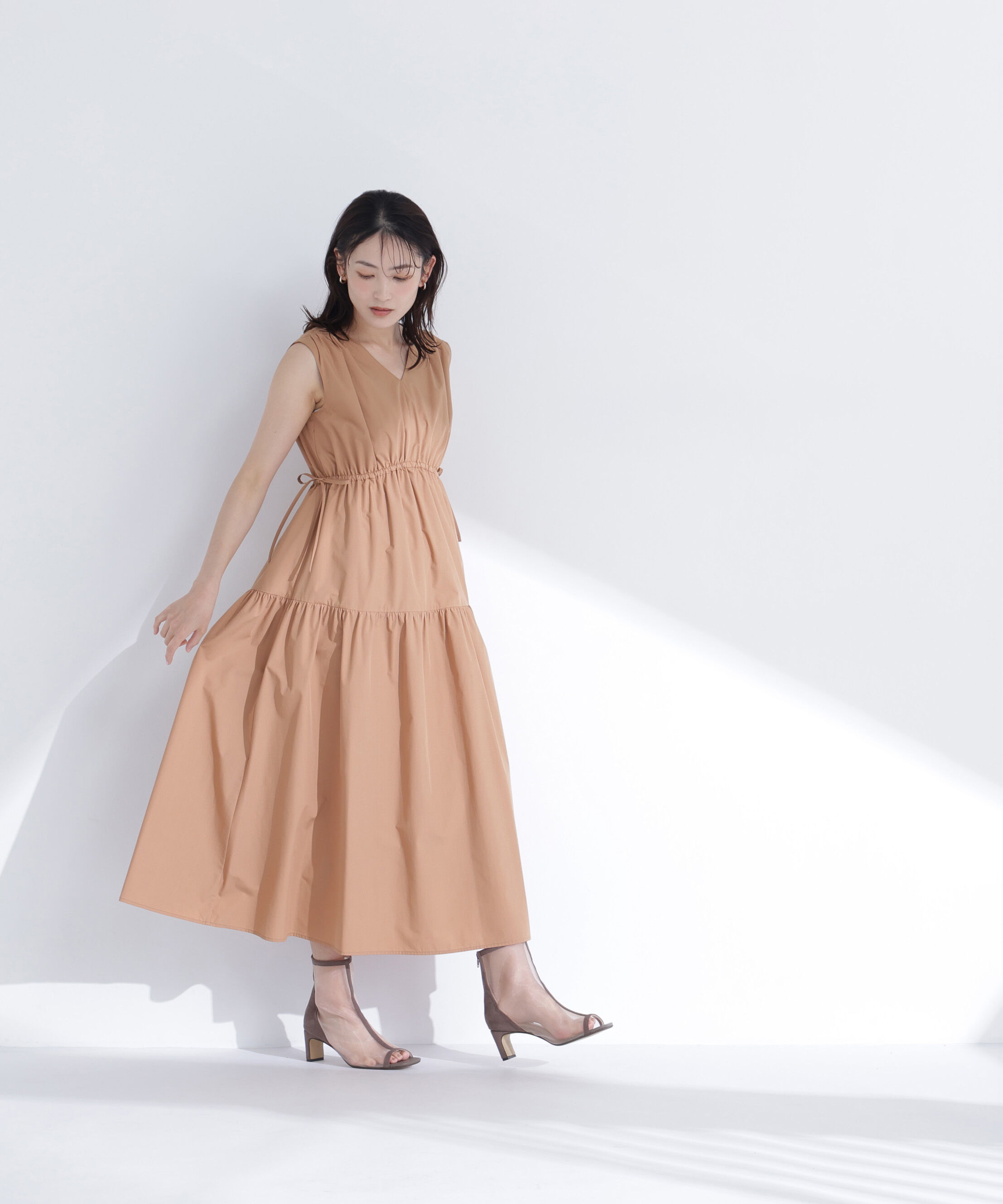  「サイドリボンタフタワンピース」|ワンピース|