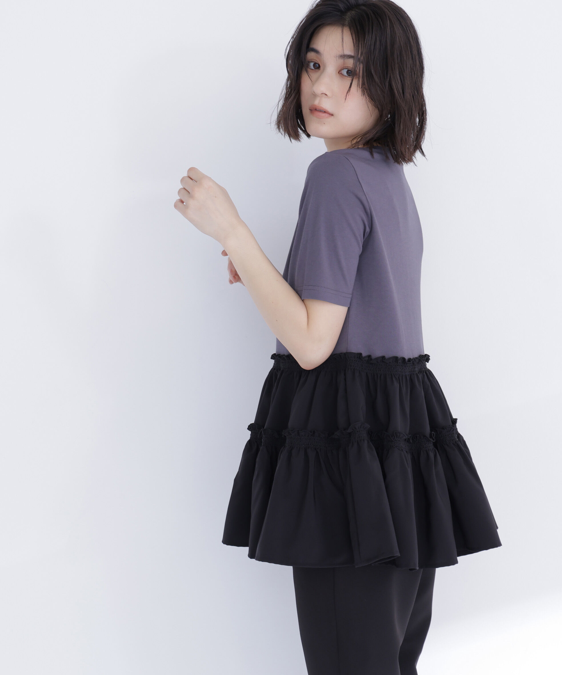  「ドッキングティアードカットソー」|Tシャツ・カットソー|