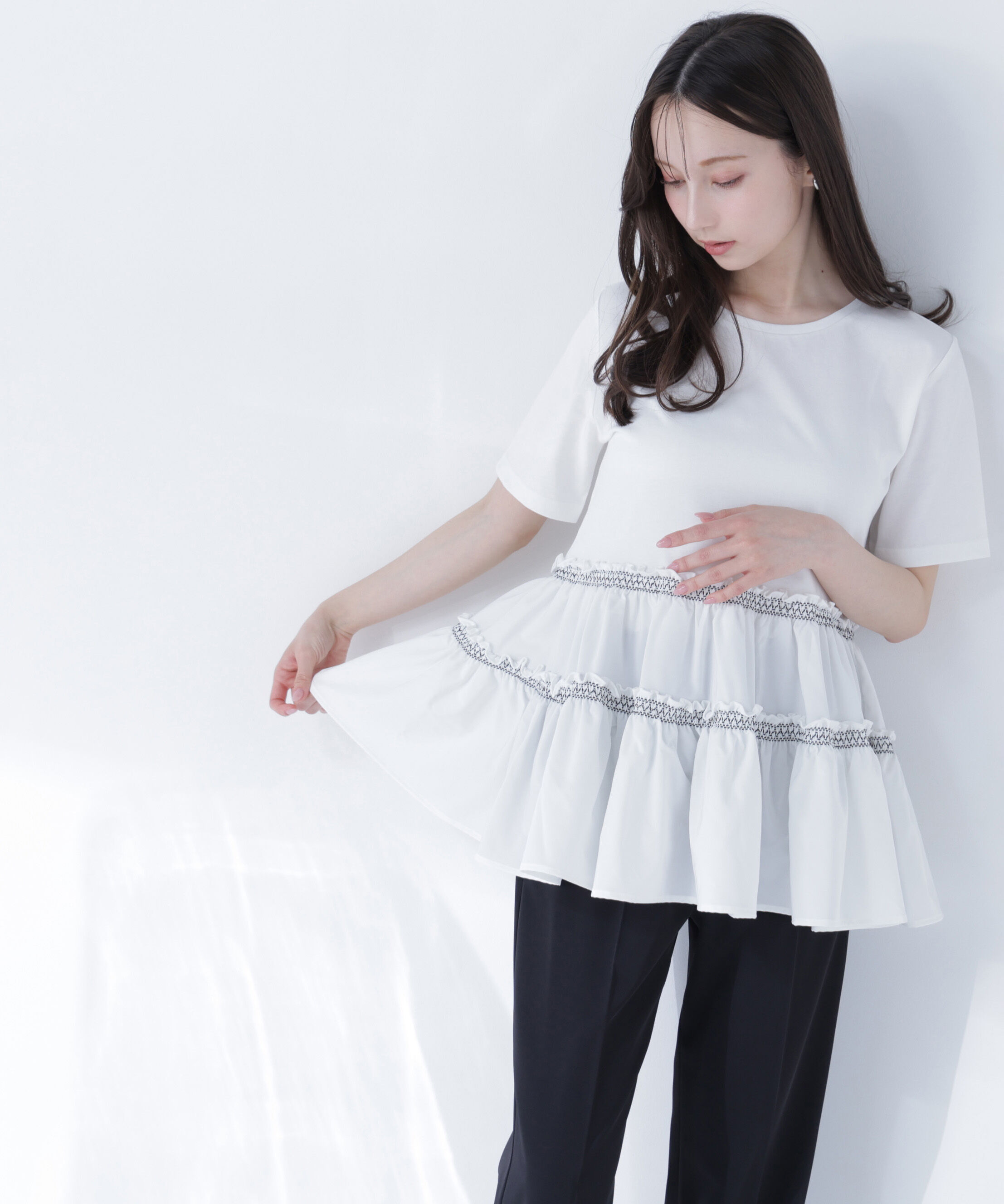  「ドッキングティアードカットソー」|Tシャツ・カットソー|オフホワイト1