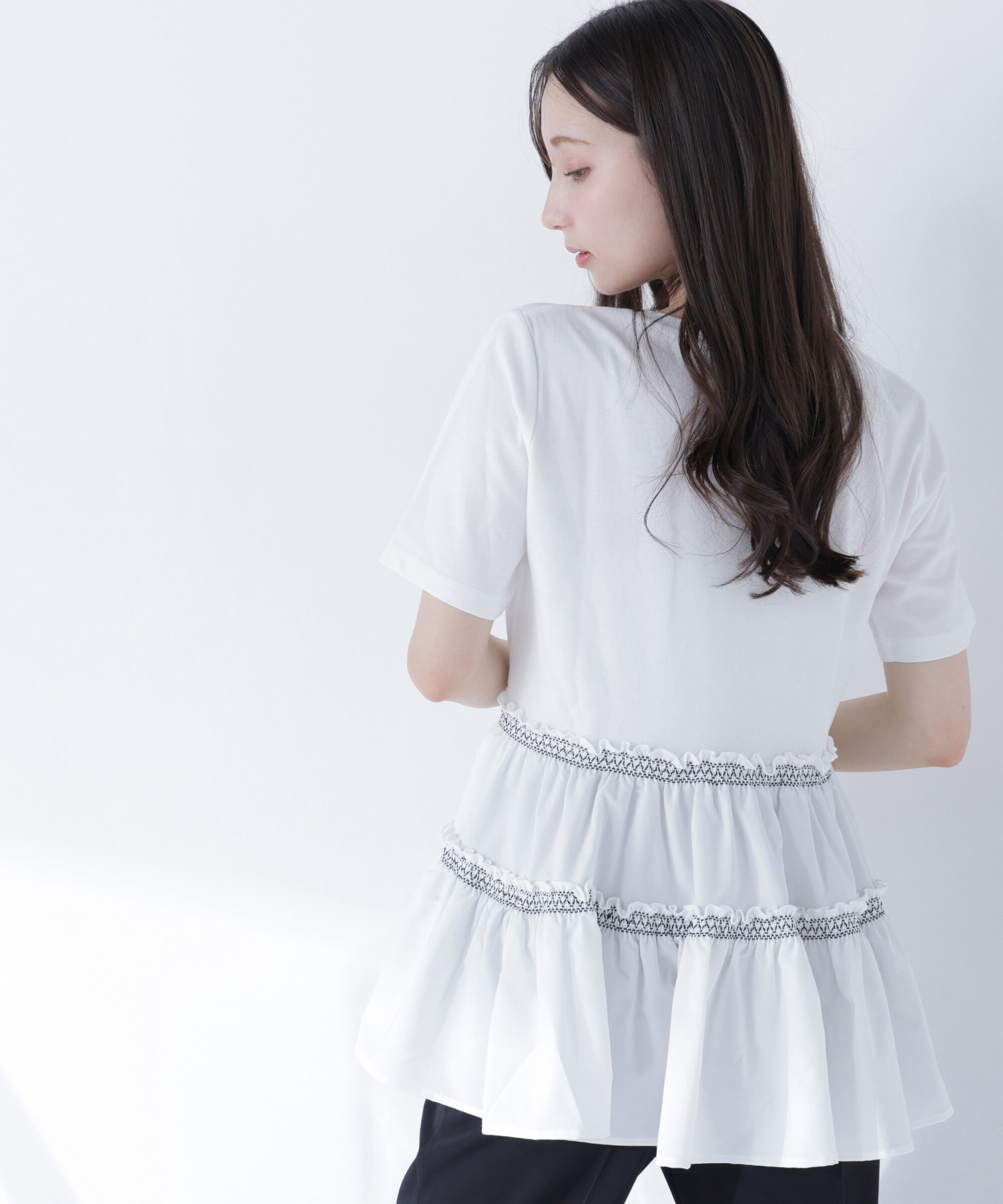  「ドッキングティアードカットソー」|Tシャツ・カットソー|