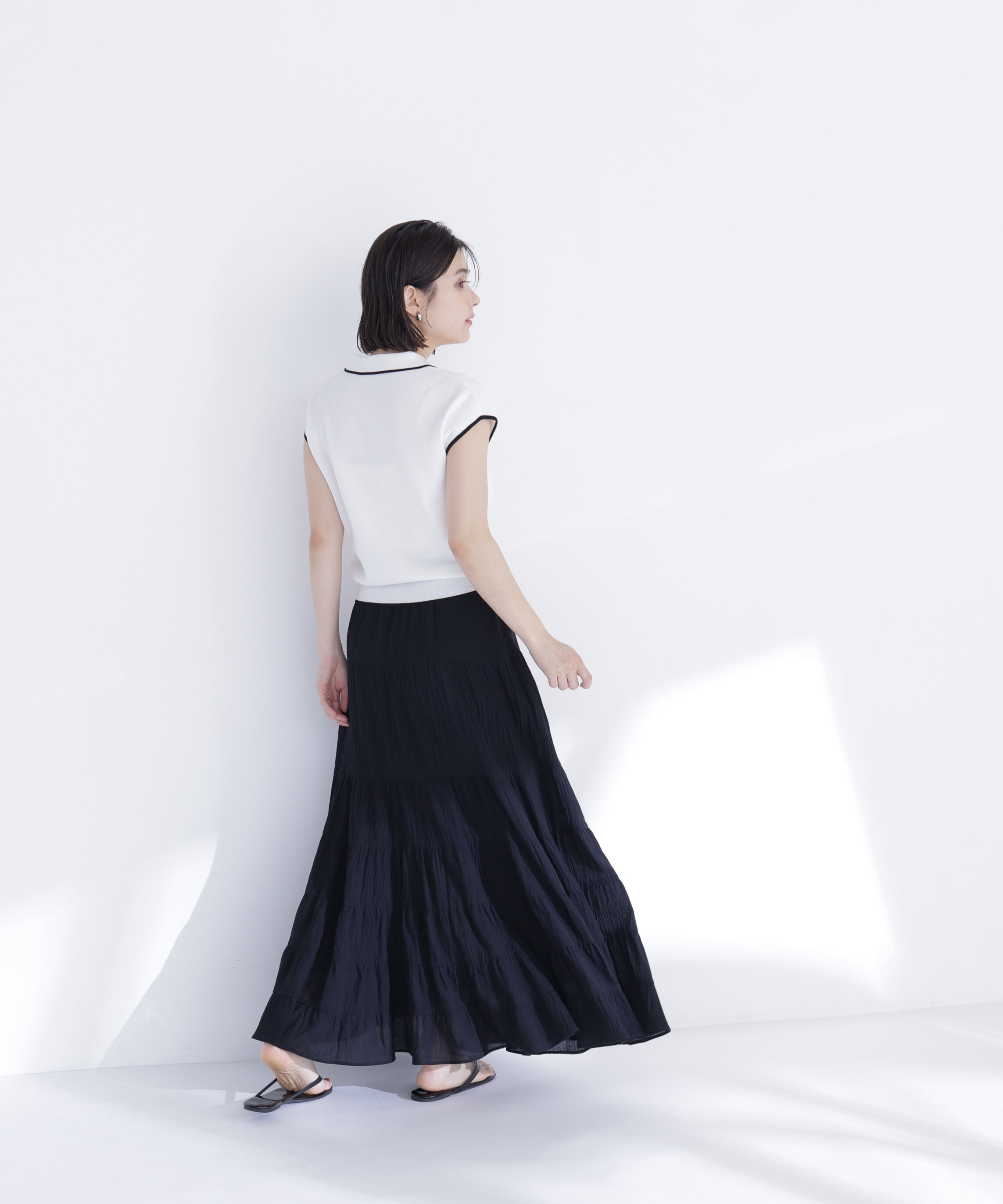  「バイカラーラインスキッパーニット」|ニット・セーター|