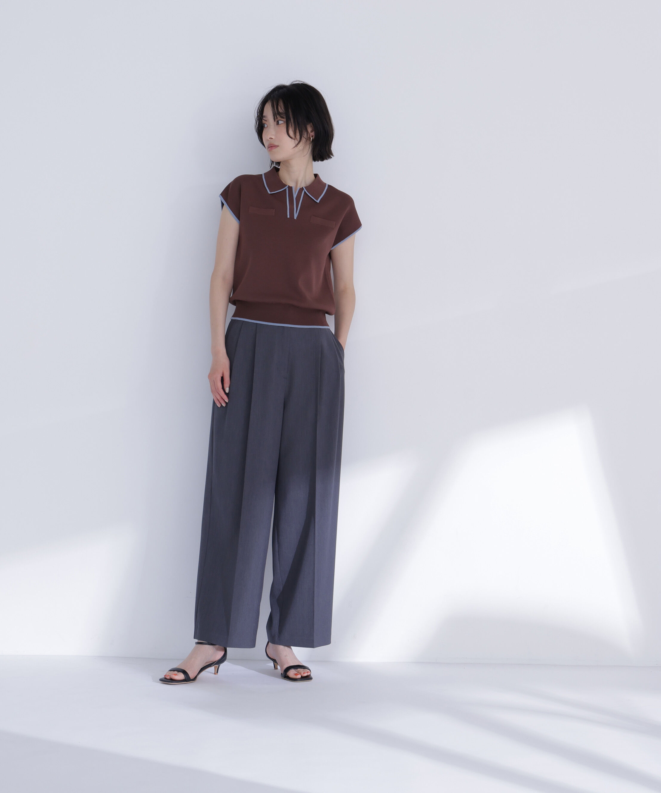  「バイカラーラインスキッパーニット」|ニット・セーター|