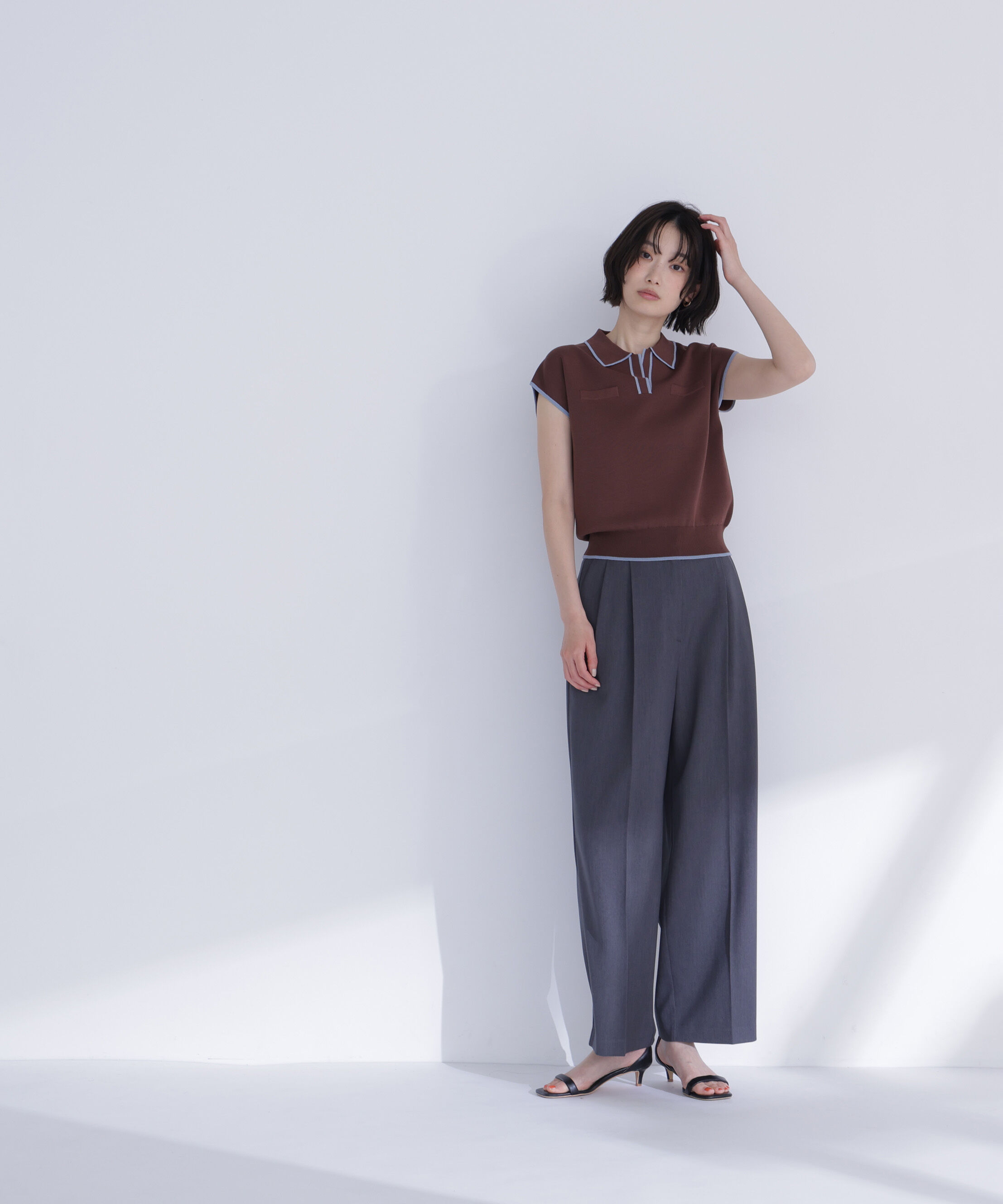  「バイカラーラインスキッパーニット」|ニット・セーター|