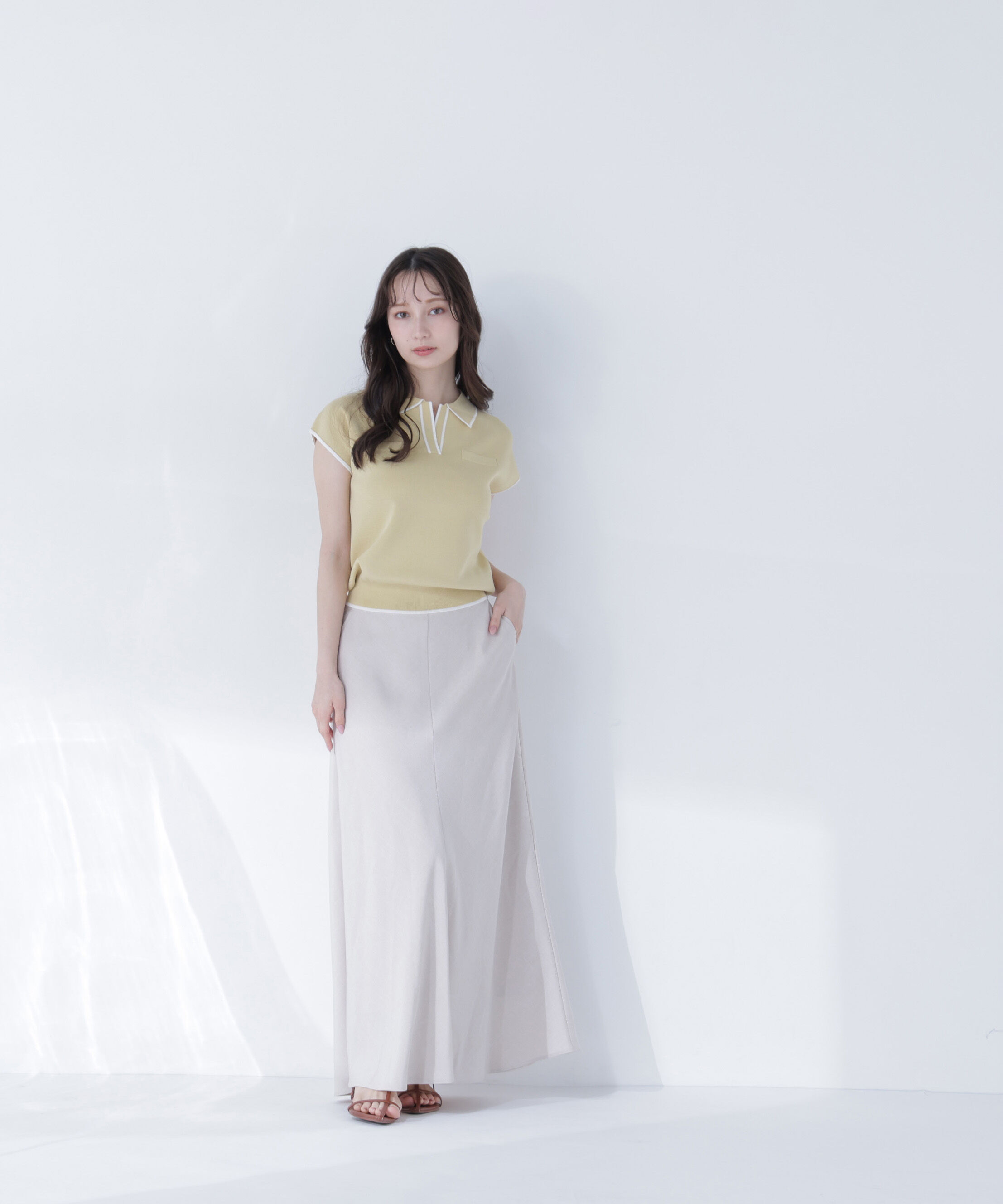  「バイカラーラインスキッパーニット」|ニット・セーター|