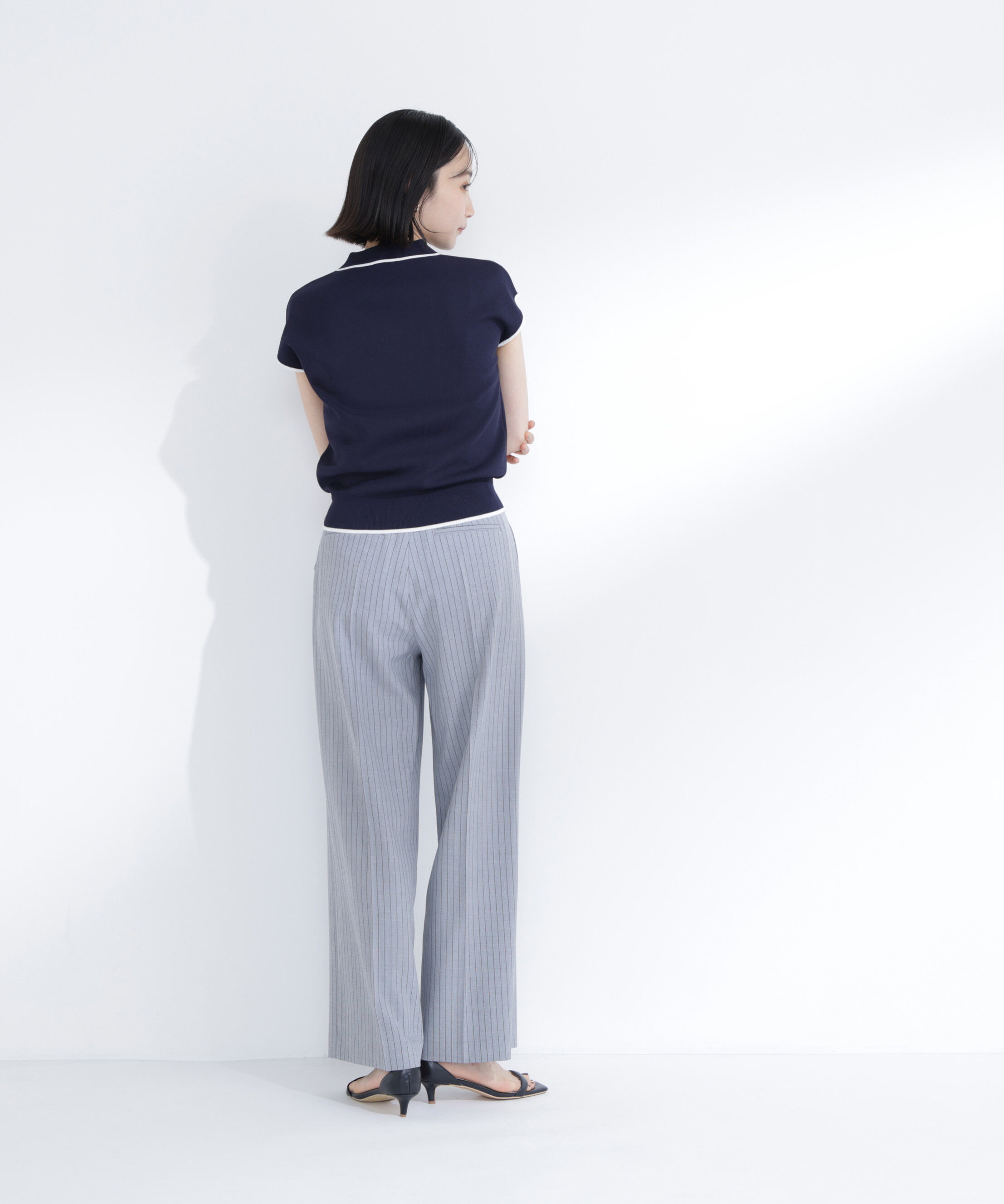  「バイカラーラインスキッパーニット」|ニット・セーター|