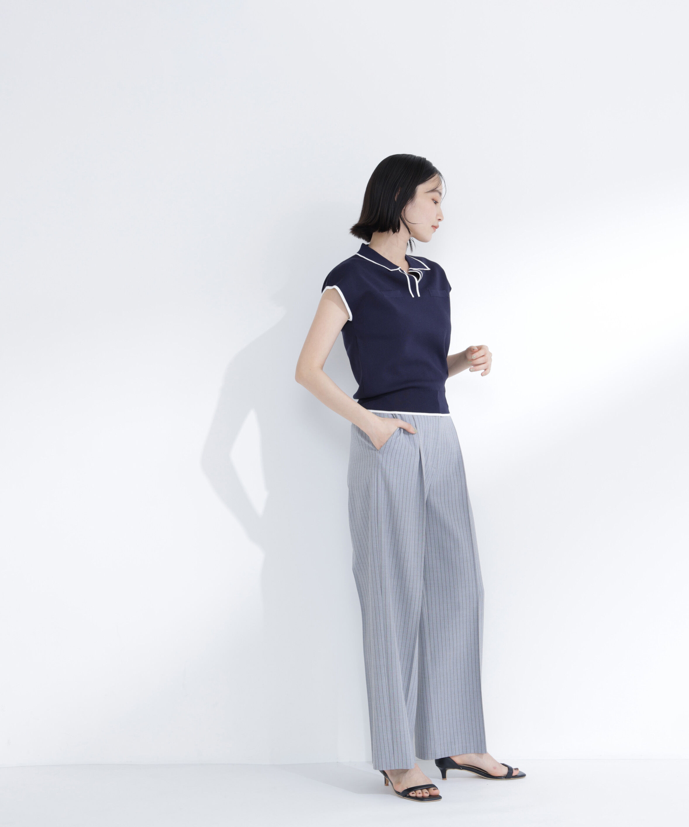  「バイカラーラインスキッパーニット」|ニット・セーター|