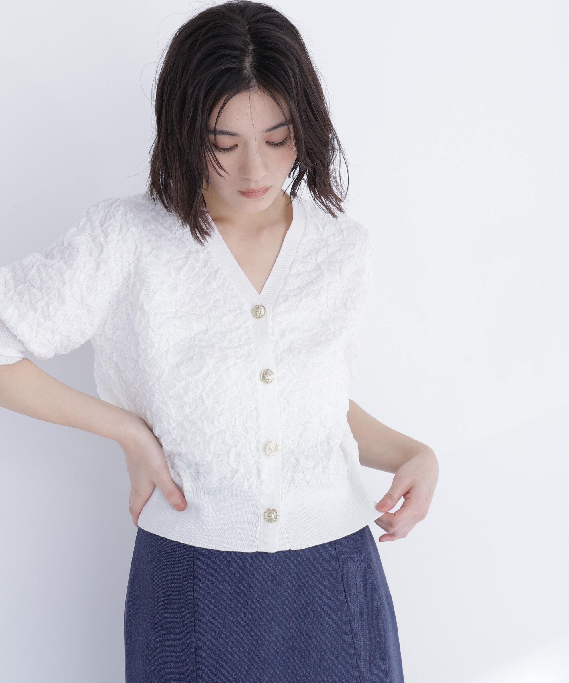  「ふくれジャガードニットカーディガン」|ニット・セーター|