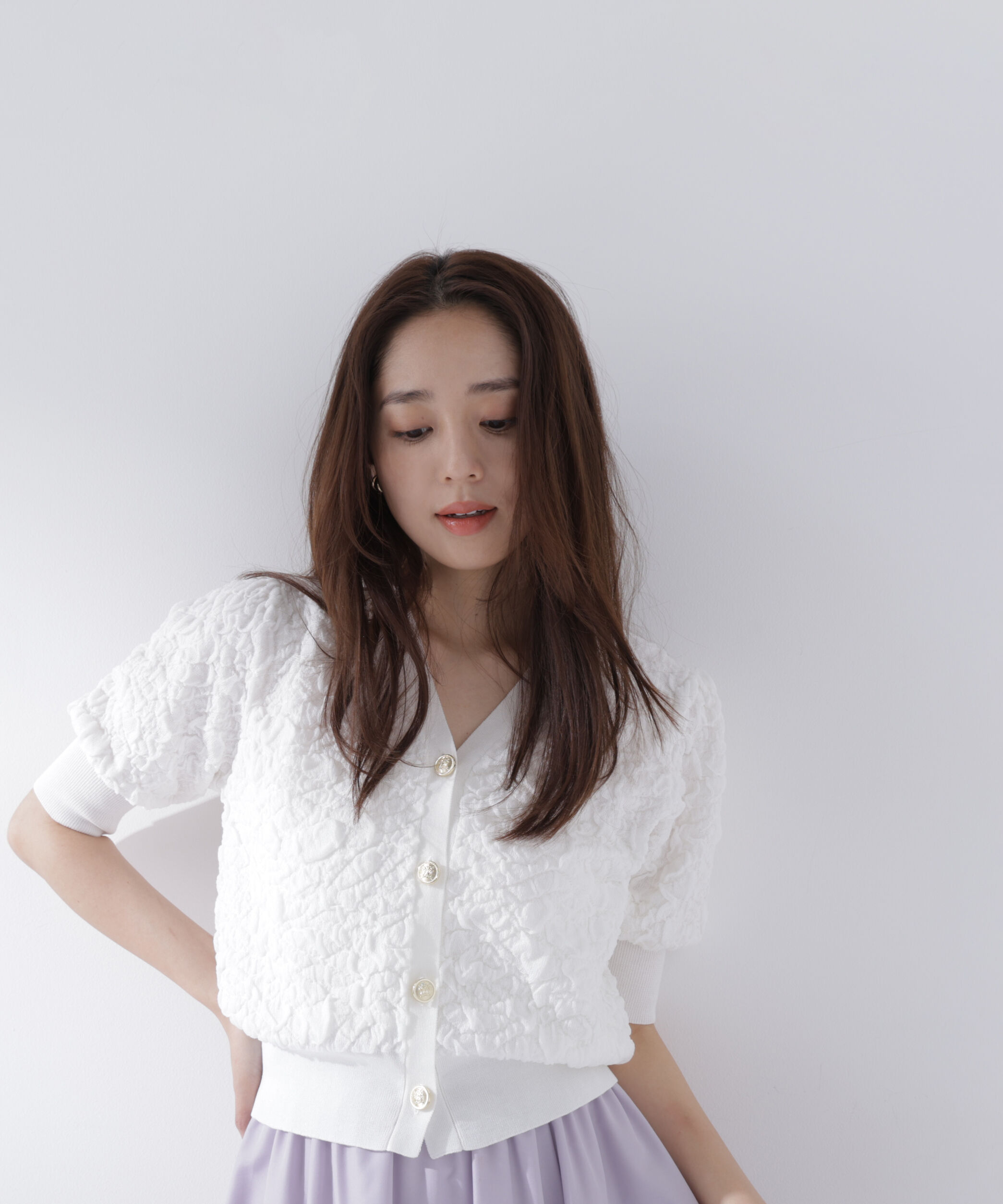  「ふくれジャガードニットカーディガン」|ニット・セーター|