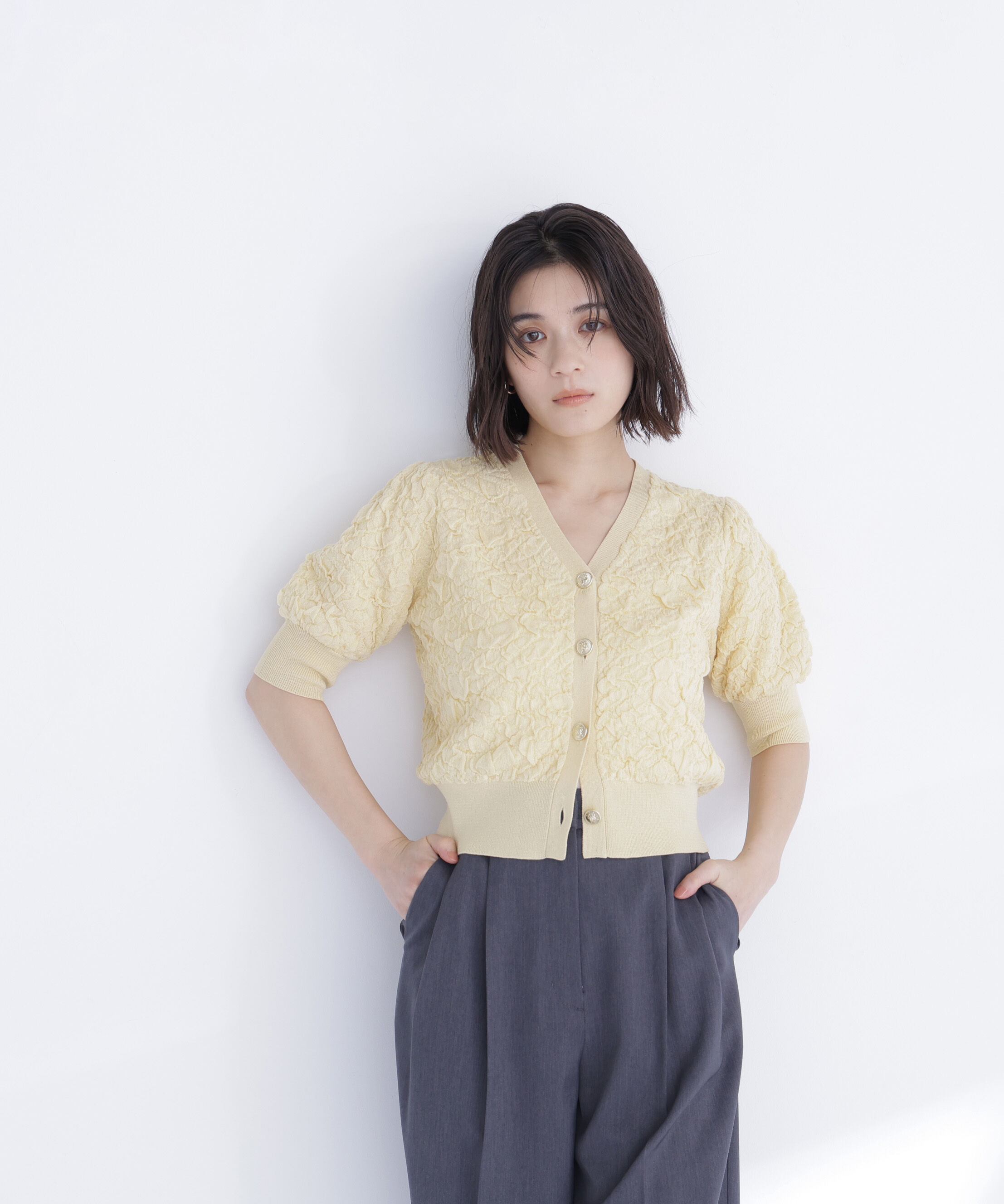  「ふくれジャガードニットカーディガン」|ニット・セーター|