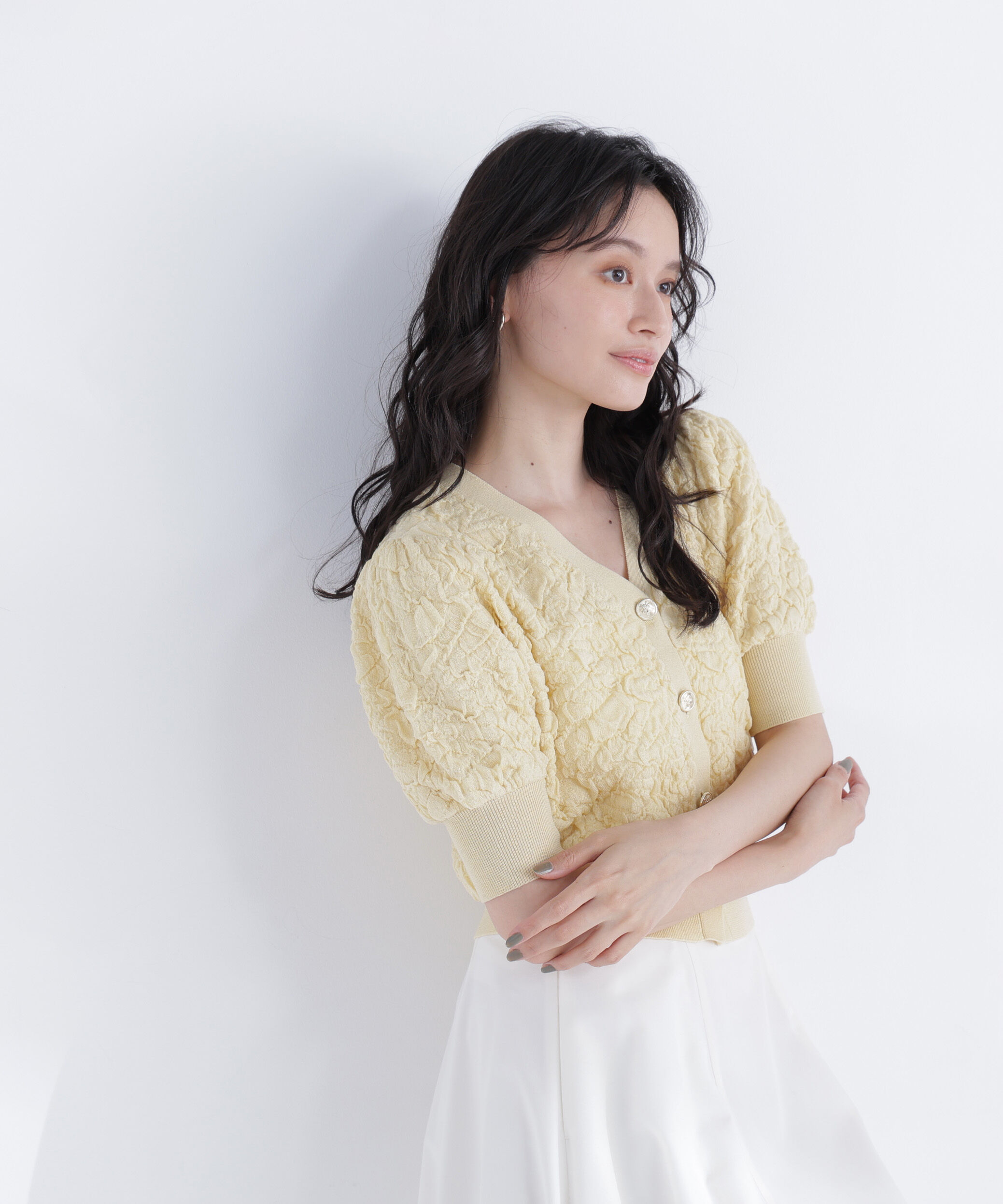  「ふくれジャガードニットカーディガン」|ニット・セーター|