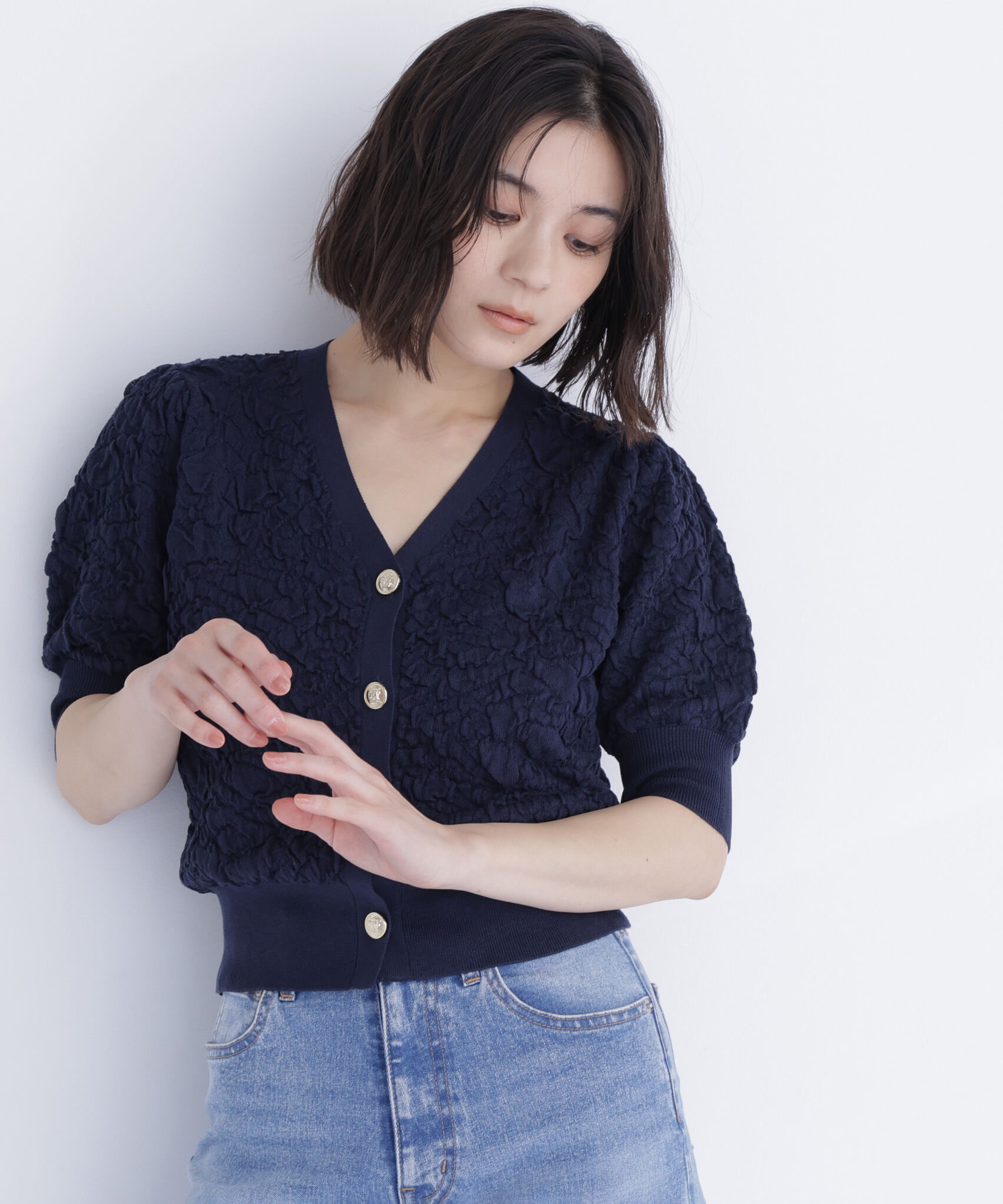  「ふくれジャガードニットカーディガン」|ニット・セーター|