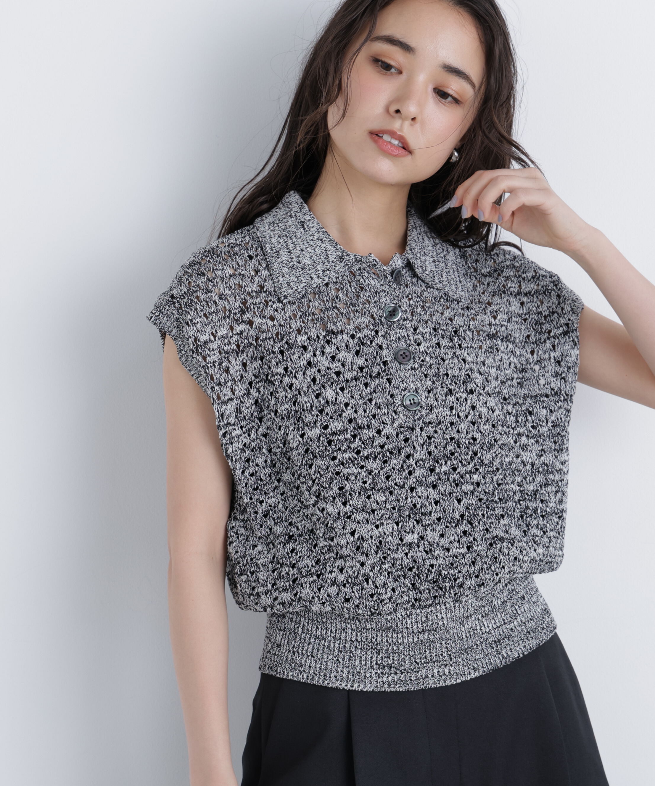  「メランジニットポロニット」|ニット・セーター|