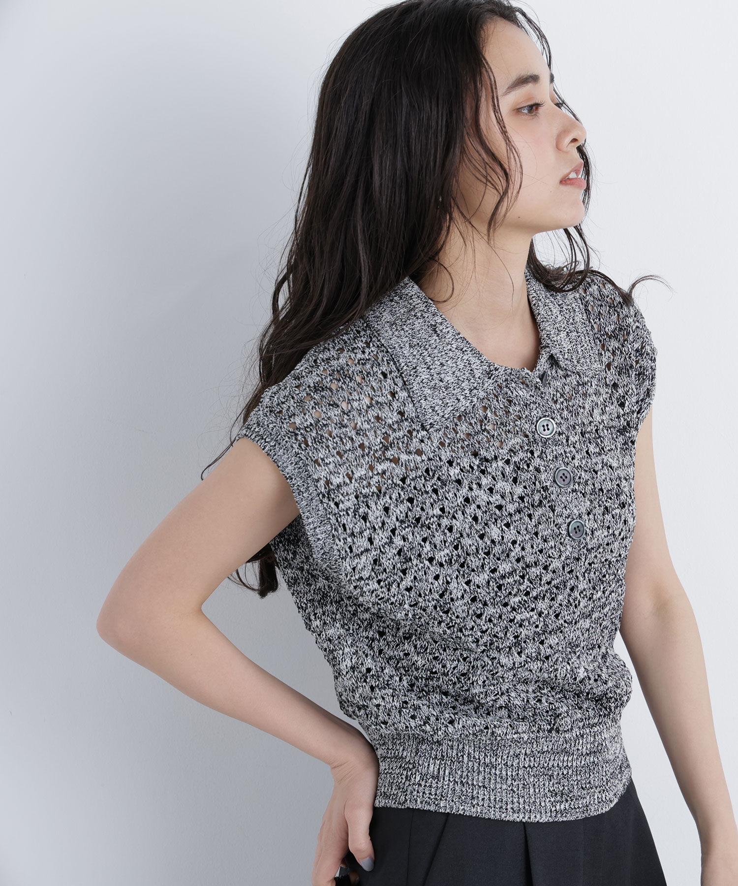  「メランジニットポロニット」|ニット・セーター|