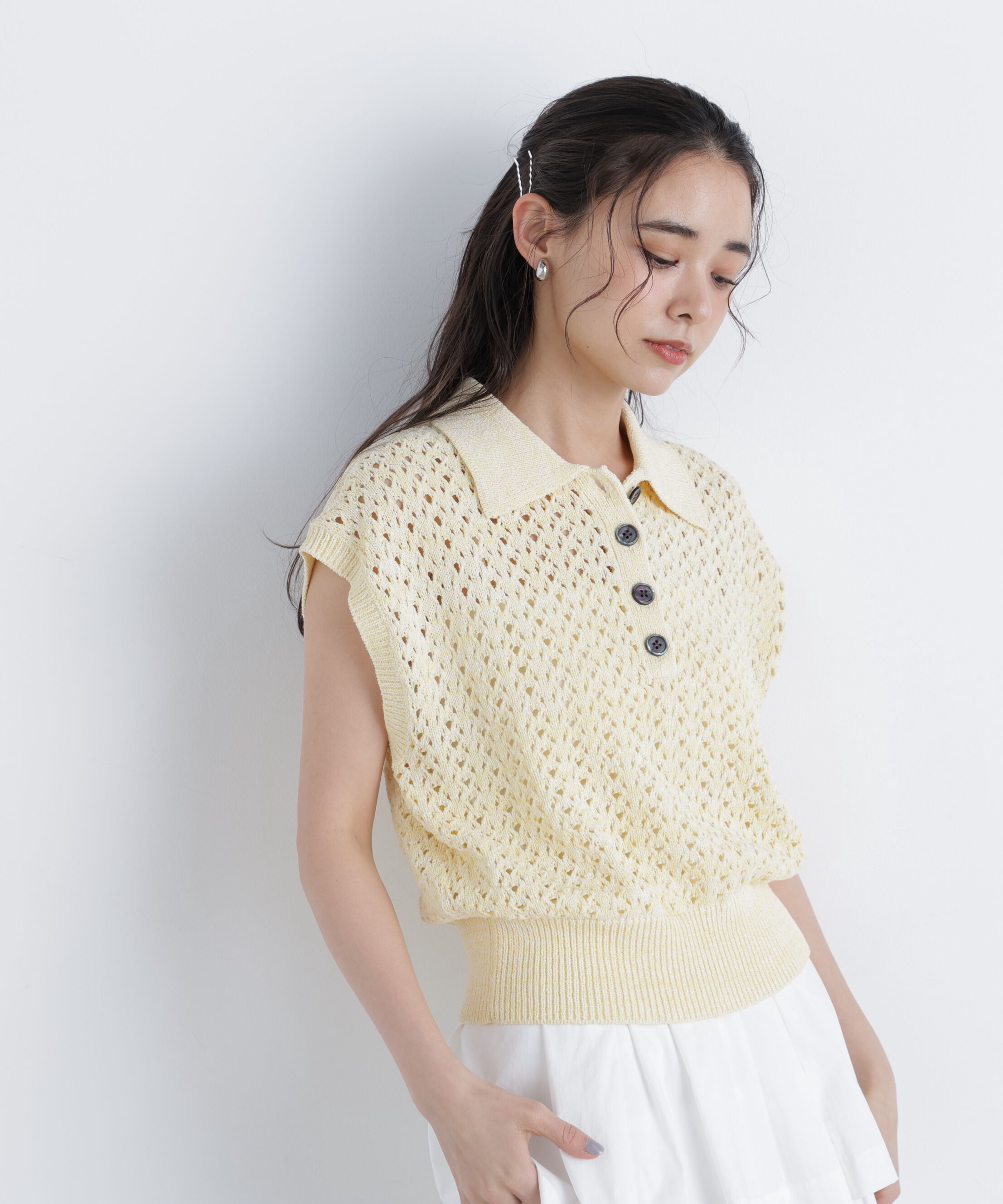  「メランジニットポロニット」|ニット・セーター|