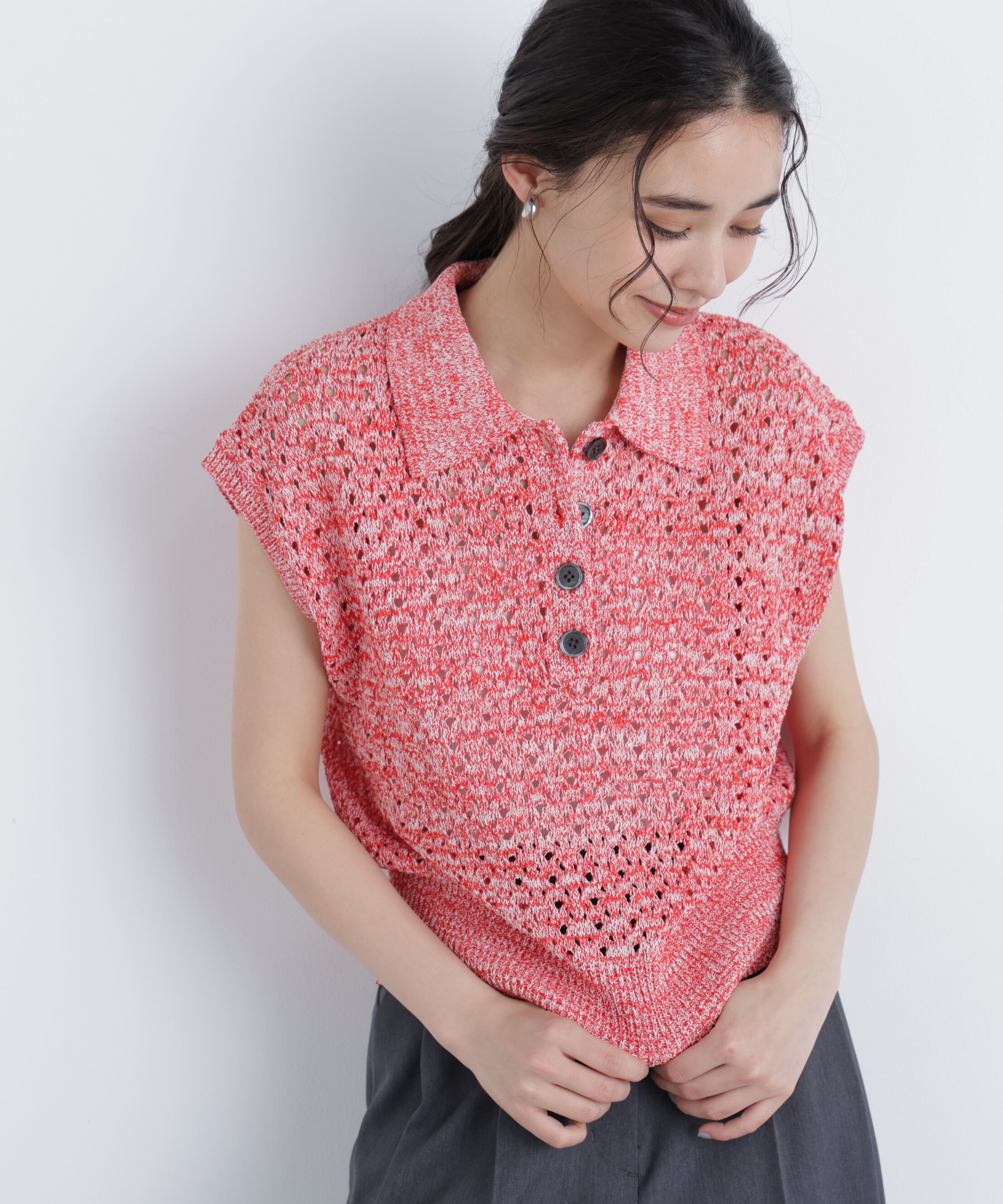  「メランジニットポロニット」|ニット・セーター|