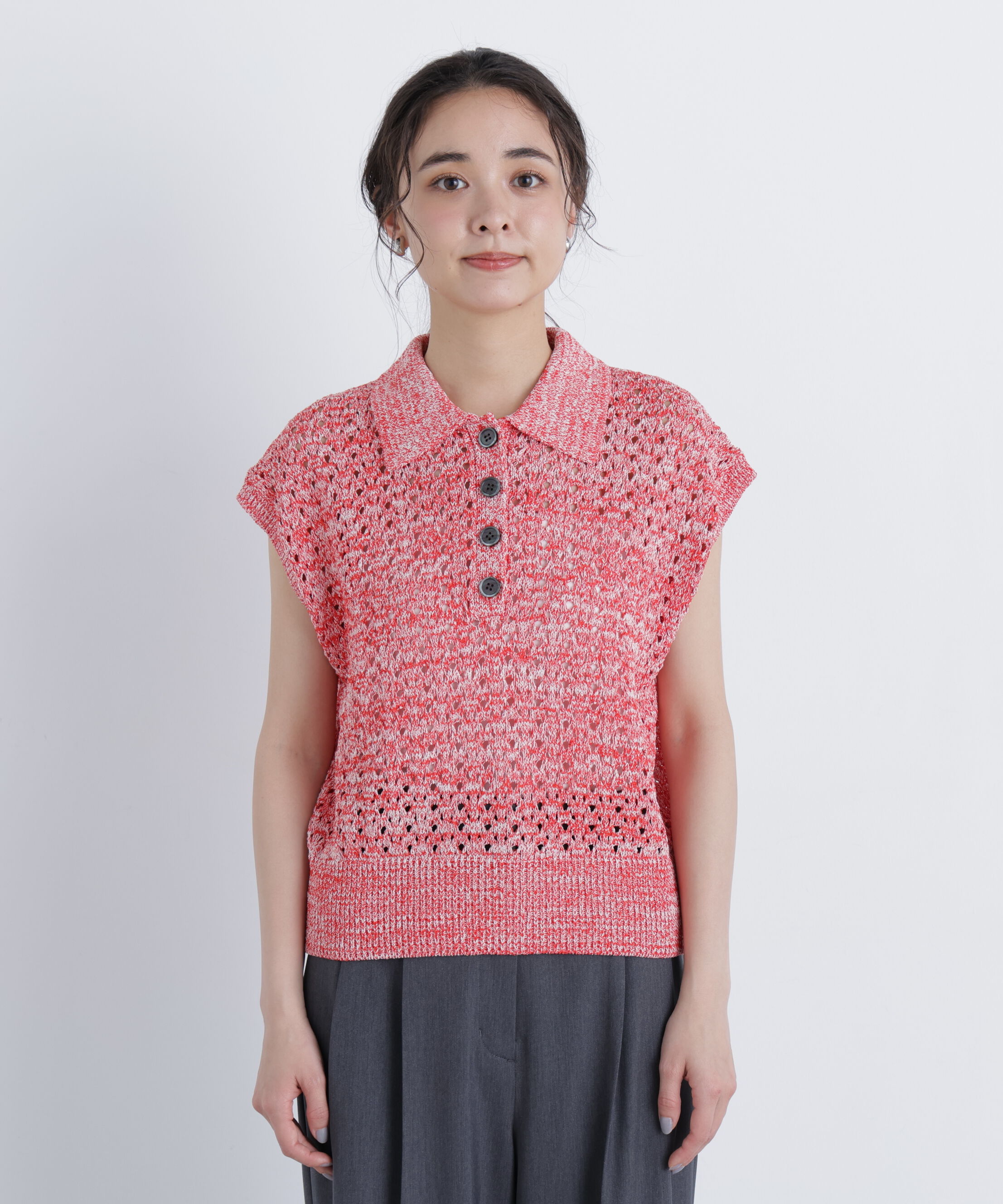  「メランジニットポロニット」|ニット・セーター|