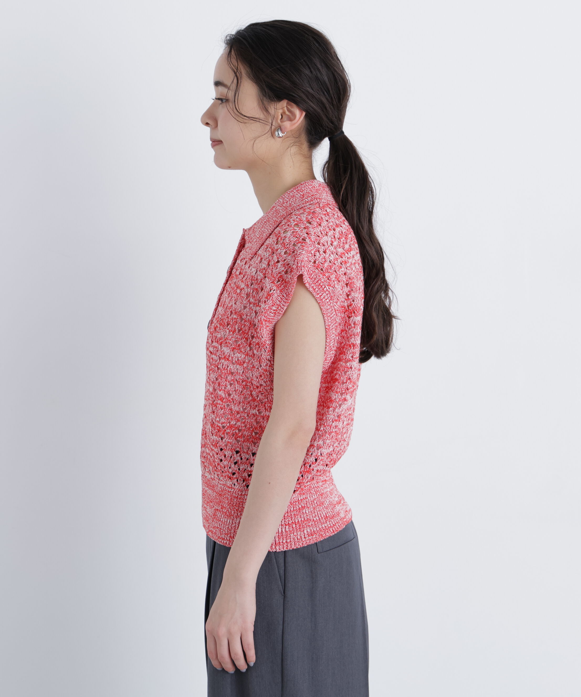  「メランジニットポロニット」|ニット・セーター|