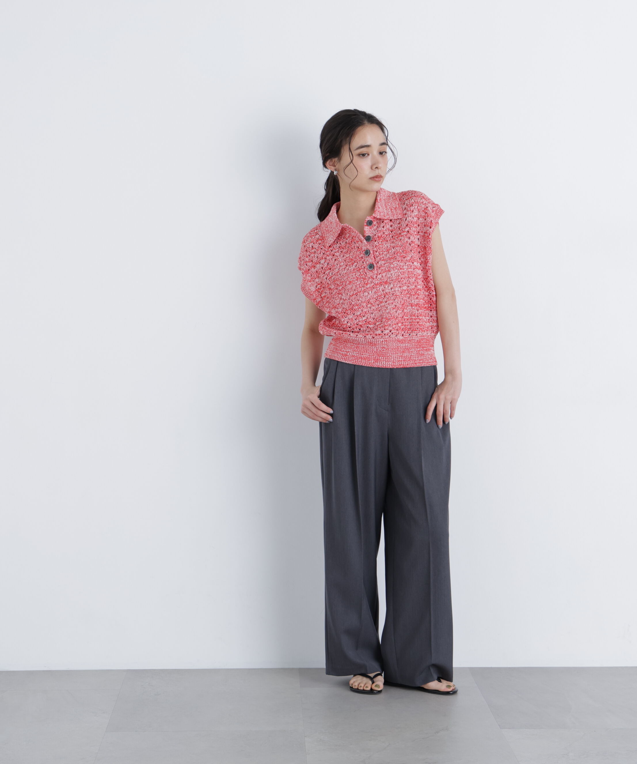  「メランジニットポロニット」|ニット・セーター|