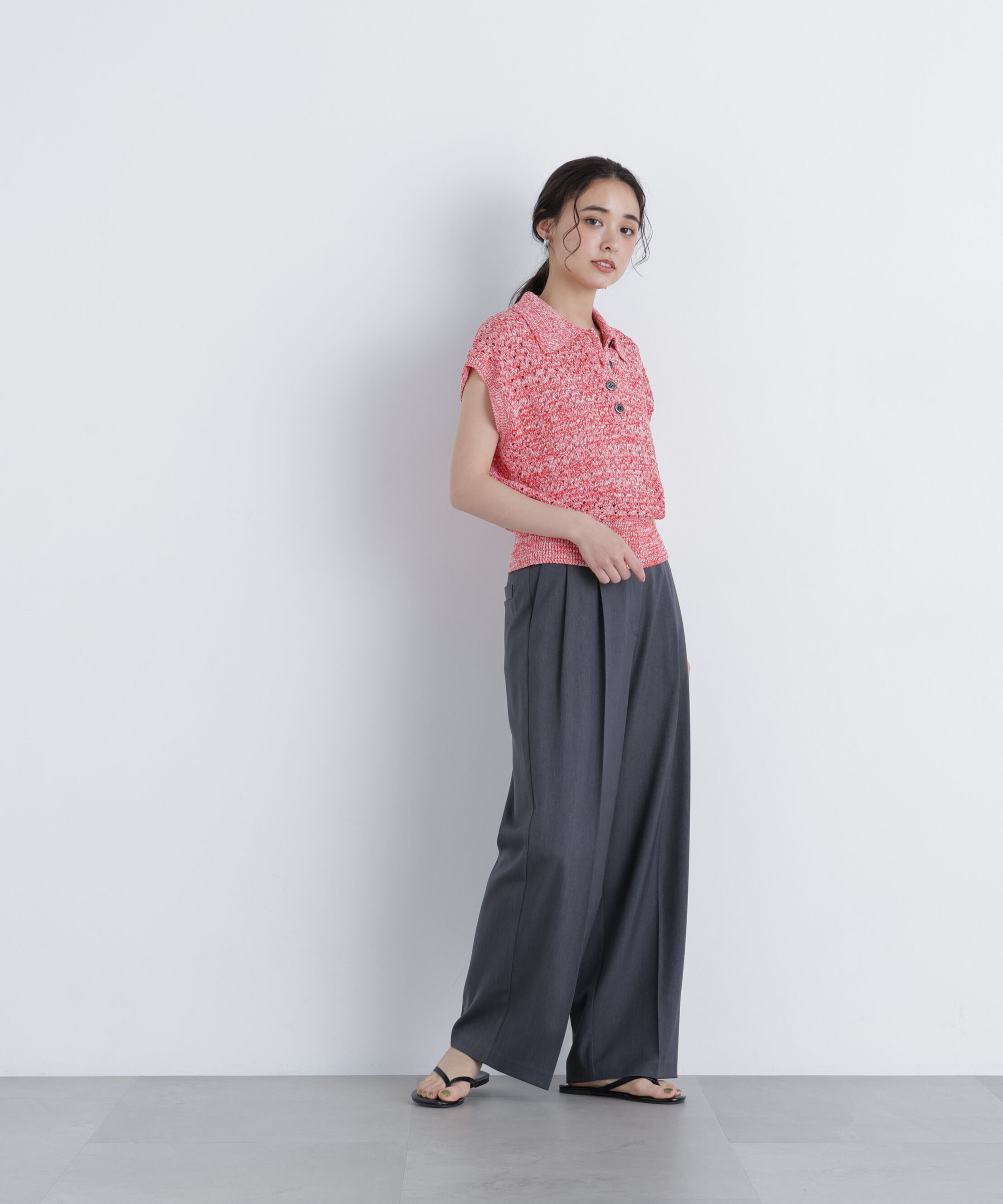  「メランジニットポロニット」|ニット・セーター|