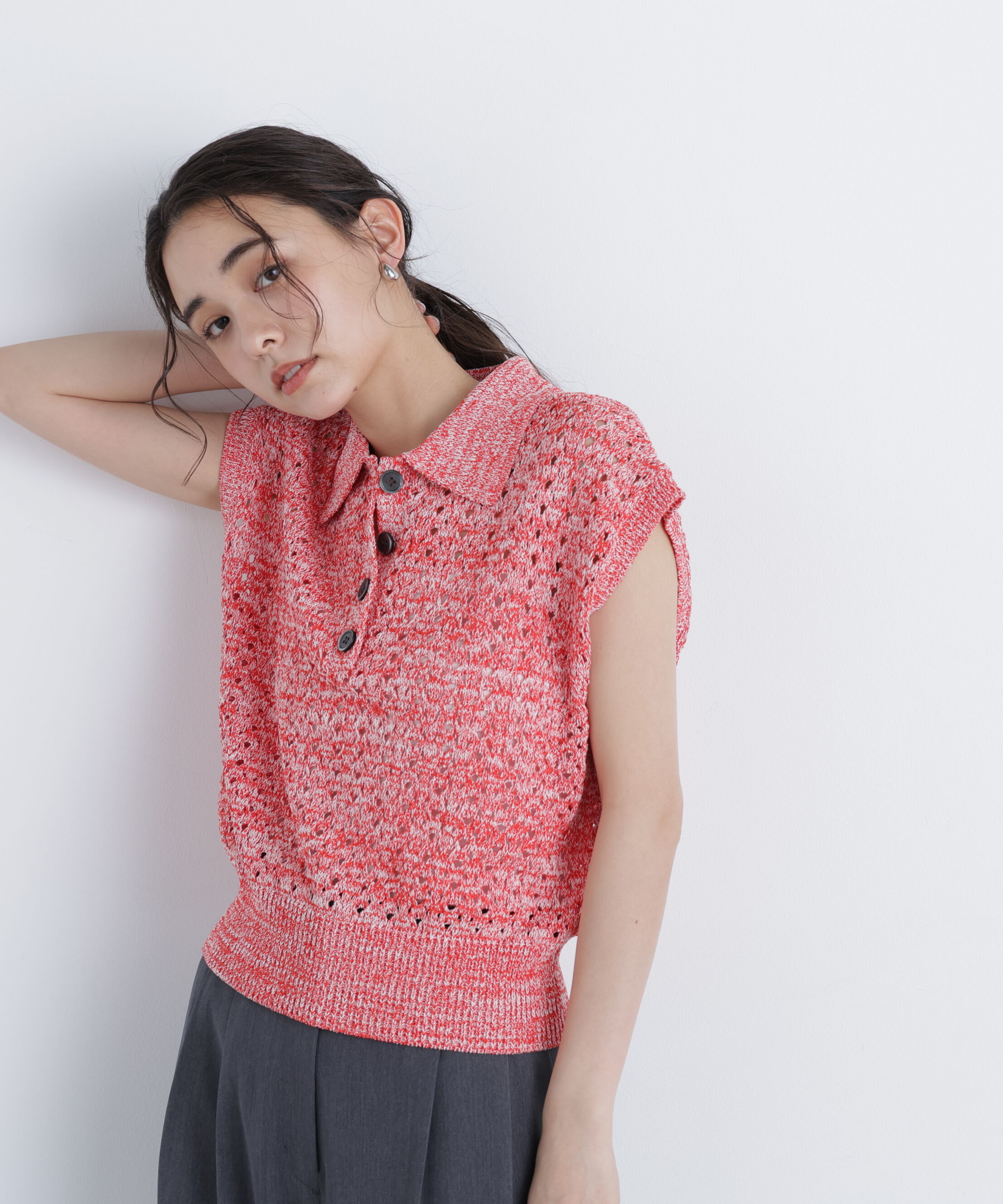  「メランジニットポロニット」|ニット・セーター|