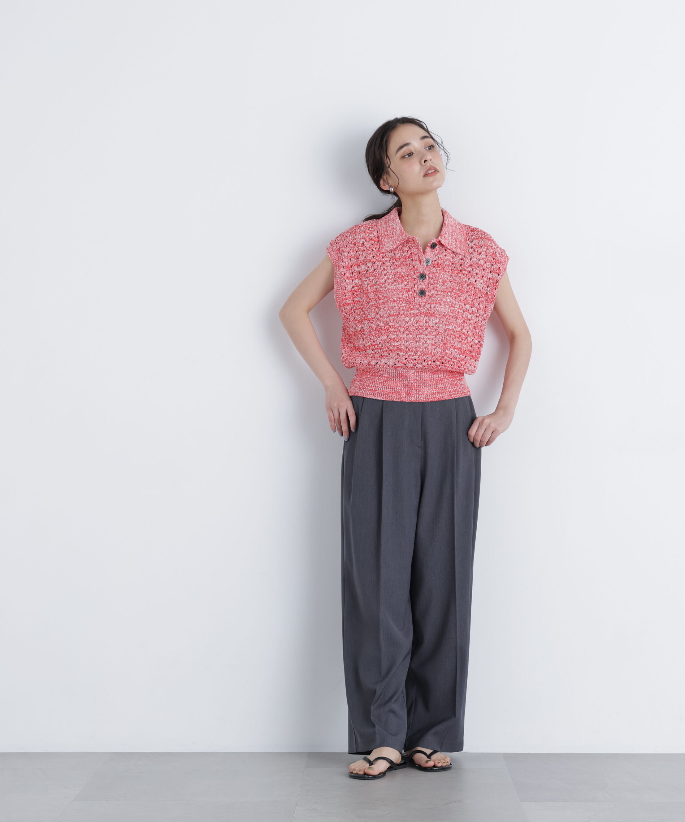  「メランジニットポロニット」|ニット・セーター|